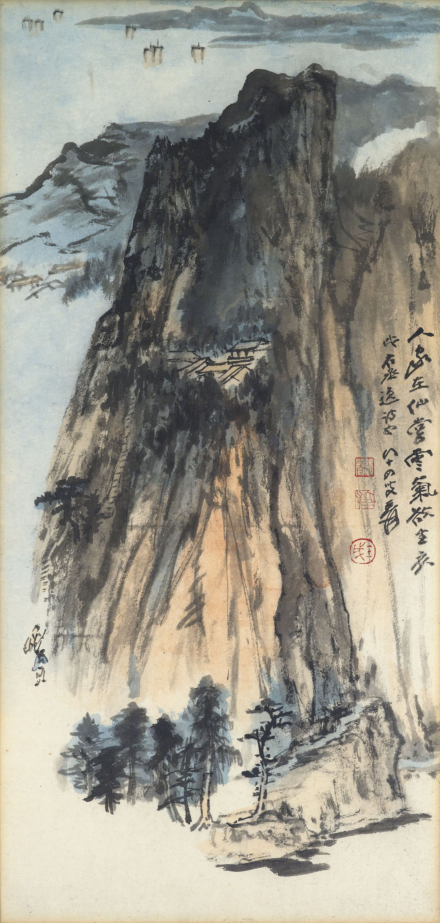 ZHANG DAQIAN (1899-1983) , 張大千芙蓉花設色紙本鏡框一九四九年作