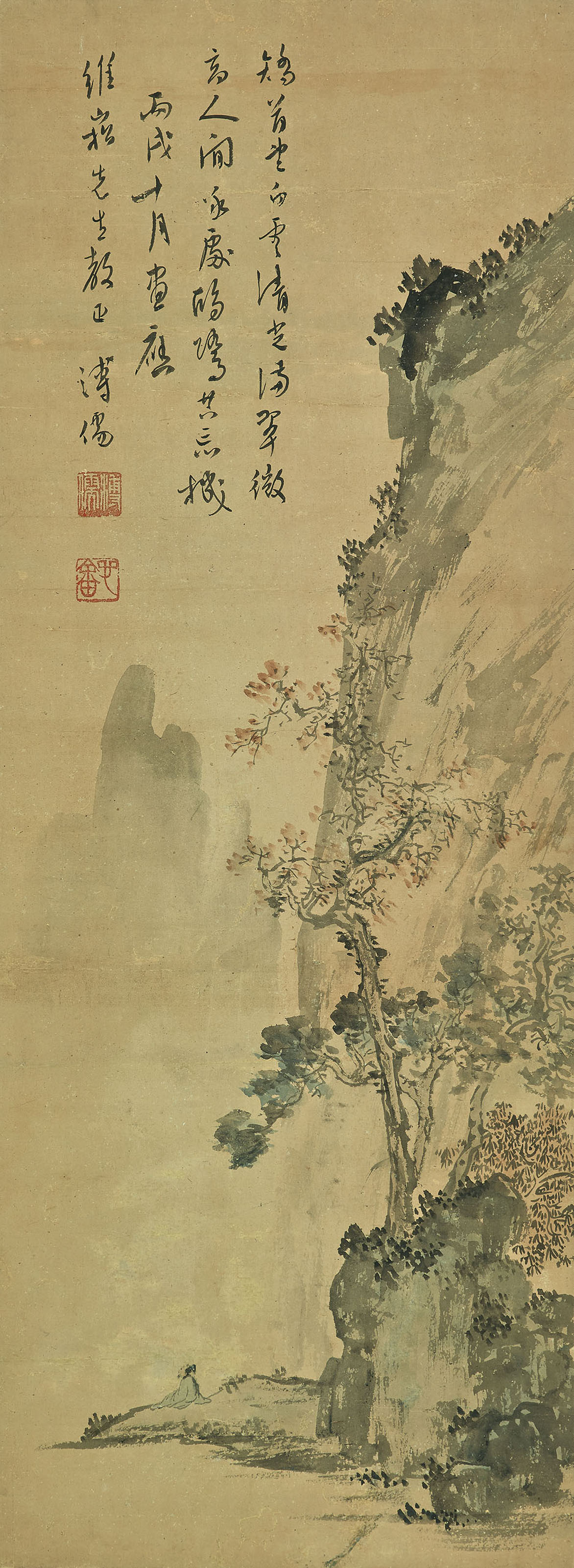 ZHANG DAQIAN (1899-1983) , 張大千芙蓉花設色紙本鏡框一九四九年作