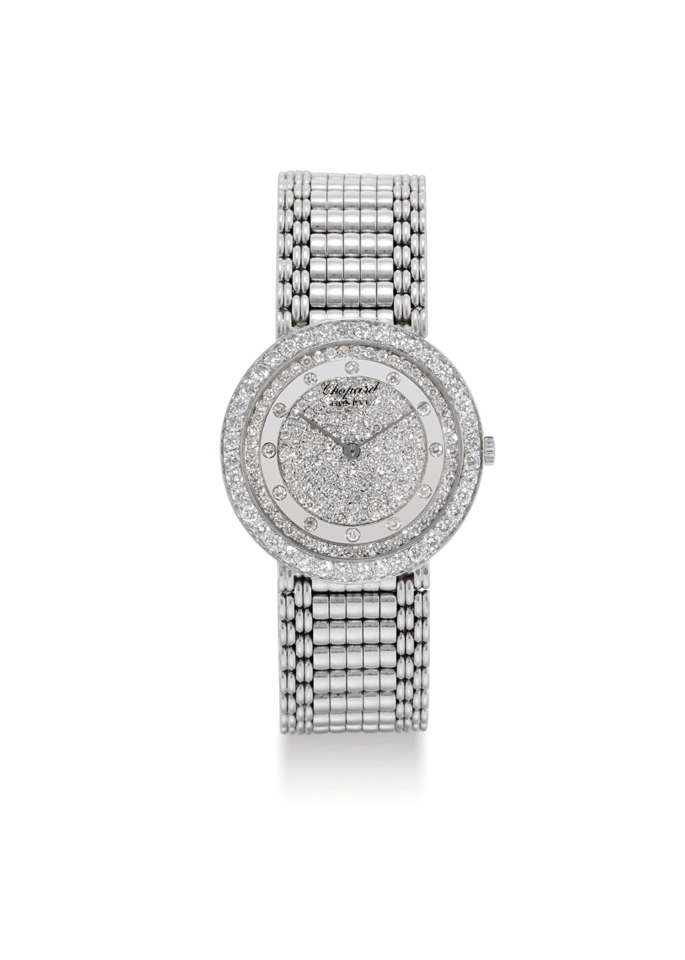 JAHAN. A FINE 18K WHITE GOLD AND DIAMOND SET BRACELET WATCH