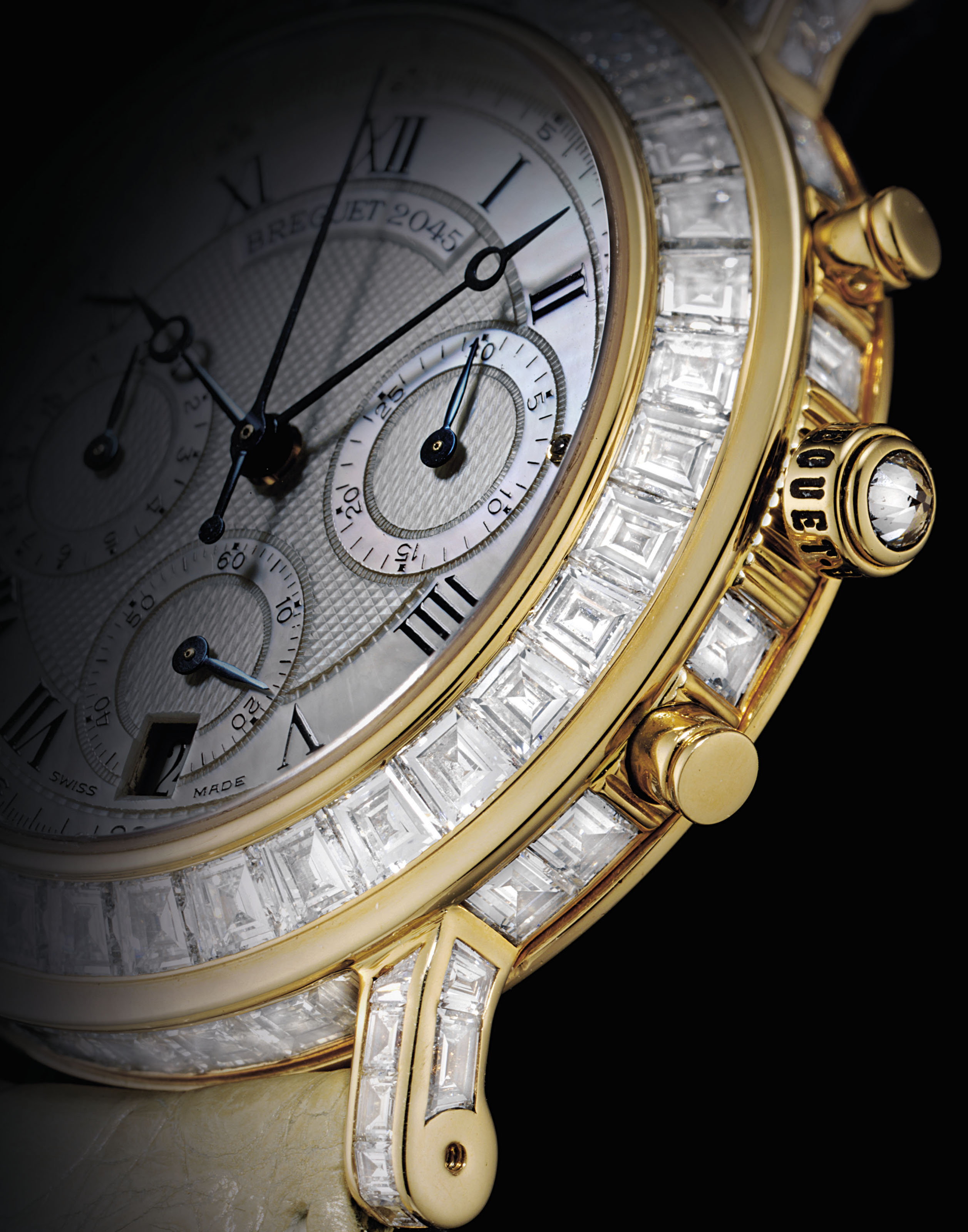 BREGUET A VERY FINE AND RARE 18K GOLD AND DIAMOND SET AUTOMATIC