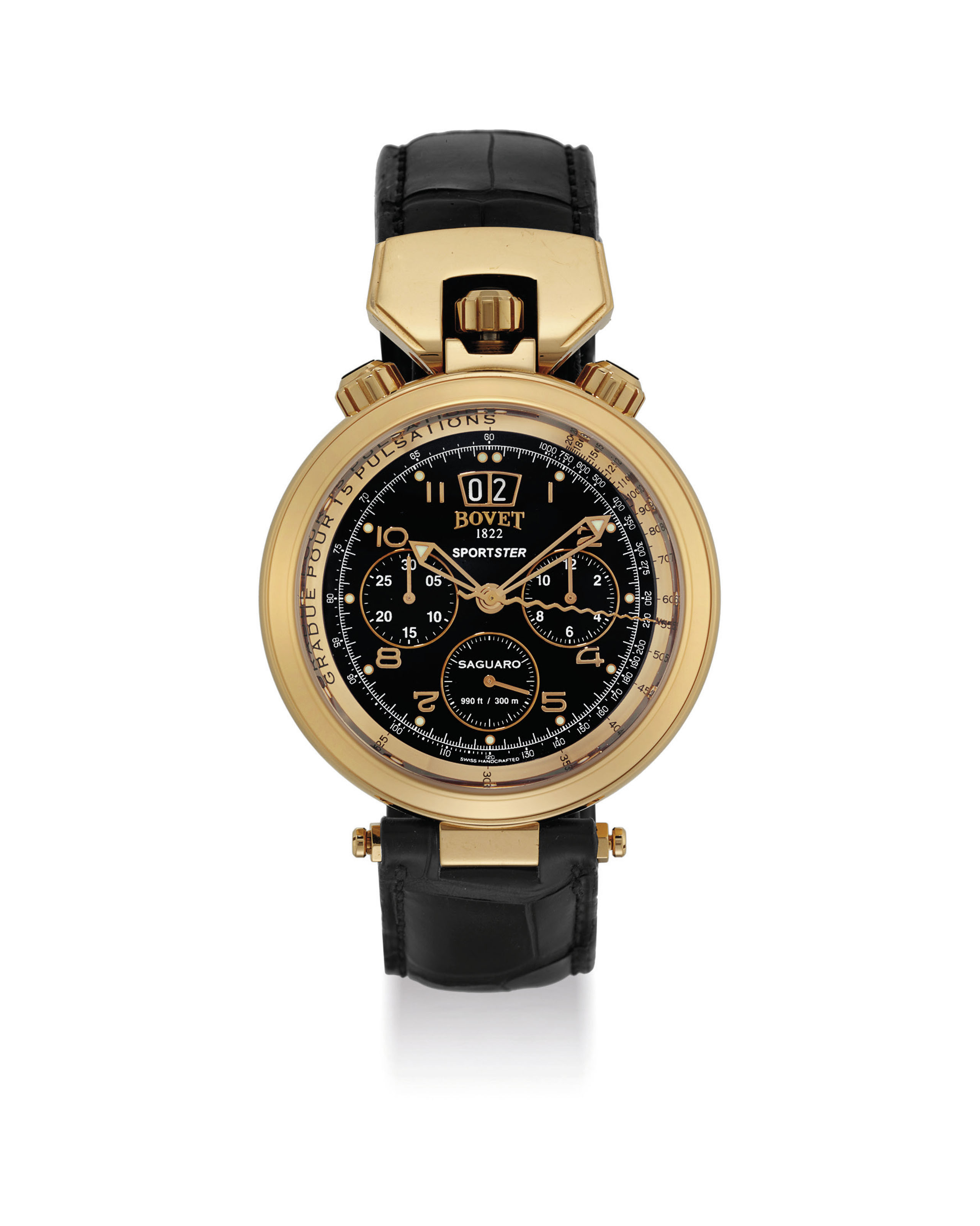 GIANNI VERSACE. AN 18K GOLD AUTOMATIC TONNEAU-SHAPED CHRONOGRAPH