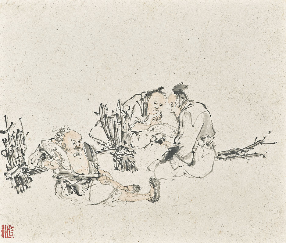 HUANG SHEN (1687-AFTER 1768) , 清黃慎山水人物冊水墨設色紙本冊頁十
