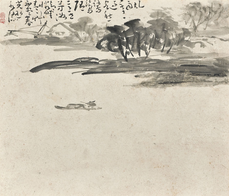 HUANG SHEN (1687-AFTER 1768) , 清黃慎山水人物冊水墨設色紙本冊頁十