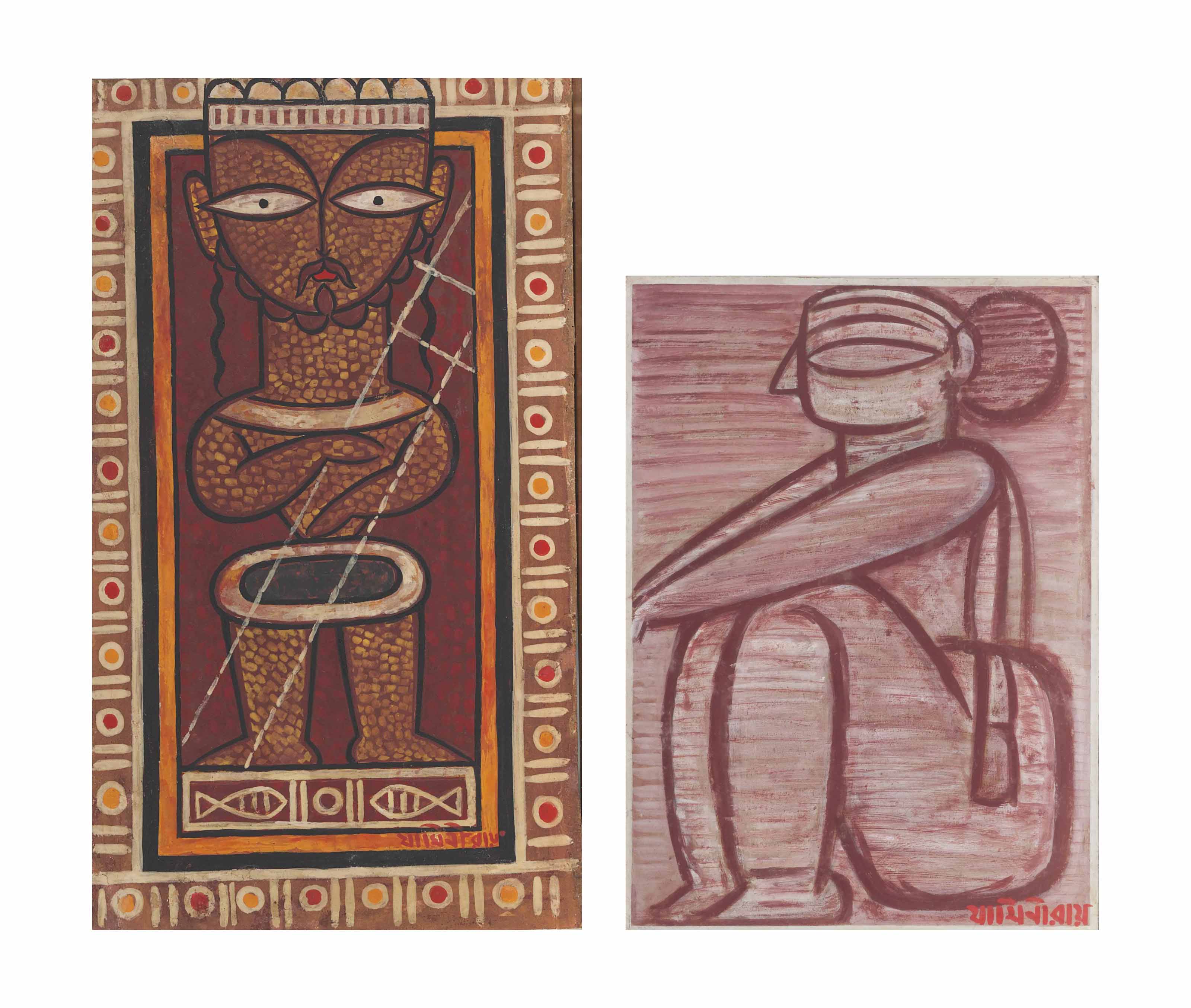 JAMINI ROY (18871972) , Untitled (Christ); Untitled