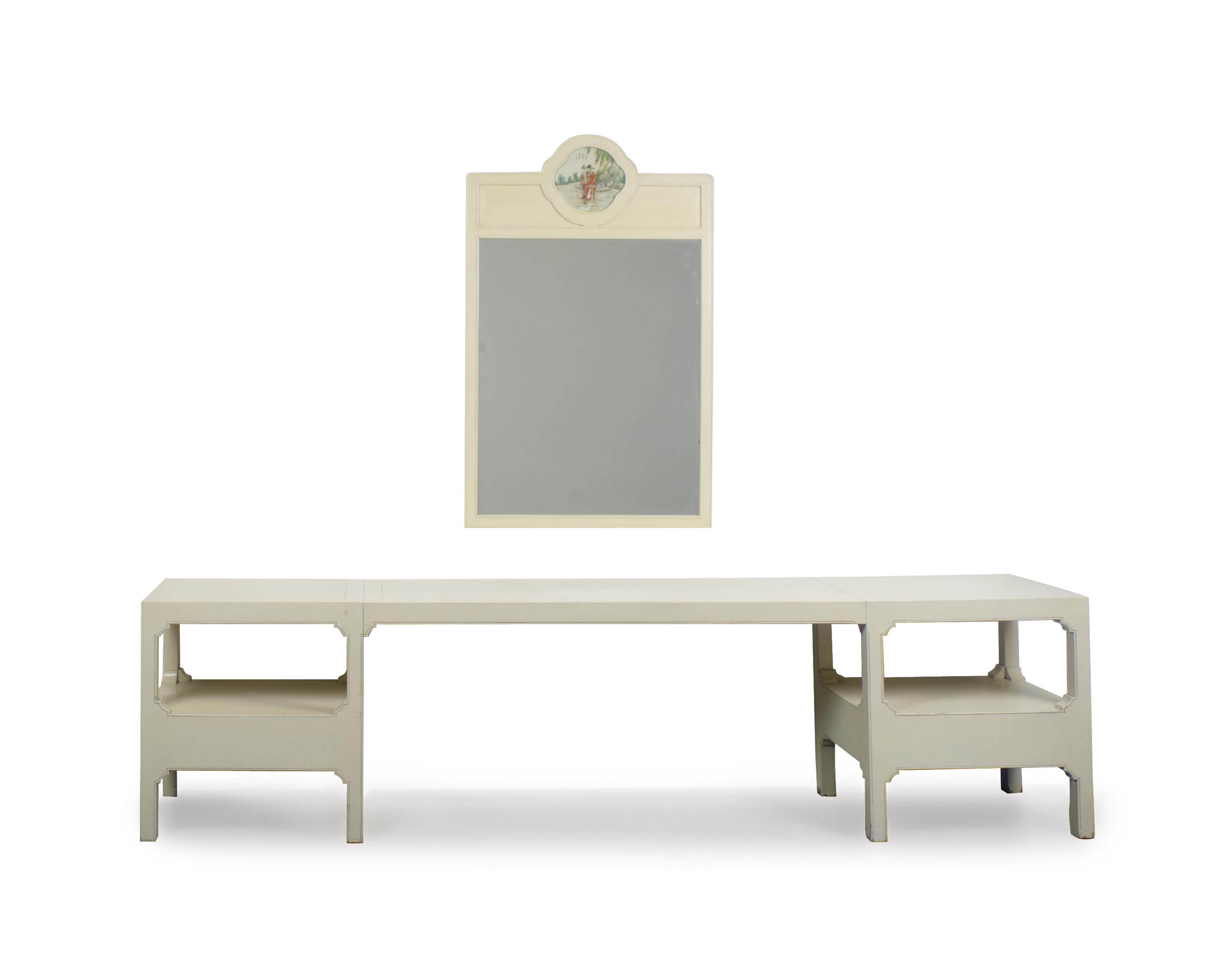 A Cream Painted Long Console Table And Pier Mirror By William