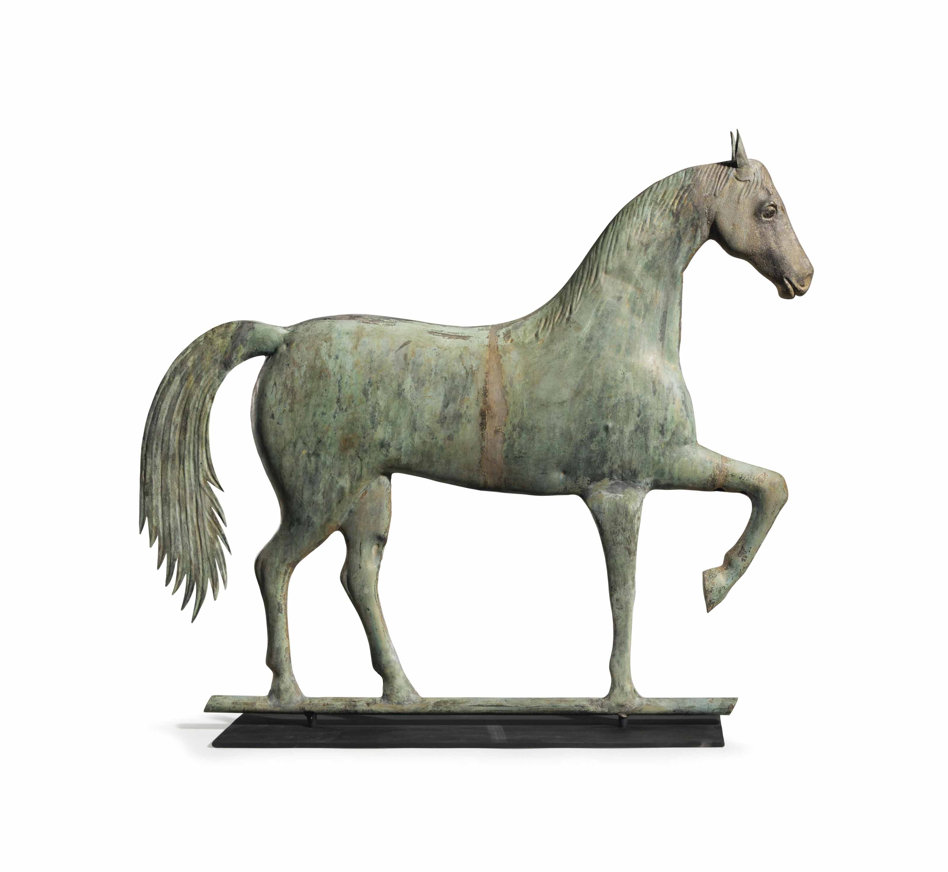 A Molded Copper And Zinc Horse Weathervane Possibly A J Jewell Co 1852 1867 Waltham Massachusetts Mid 19th Cenutry Weathervane Furniture Lighting Christie S
