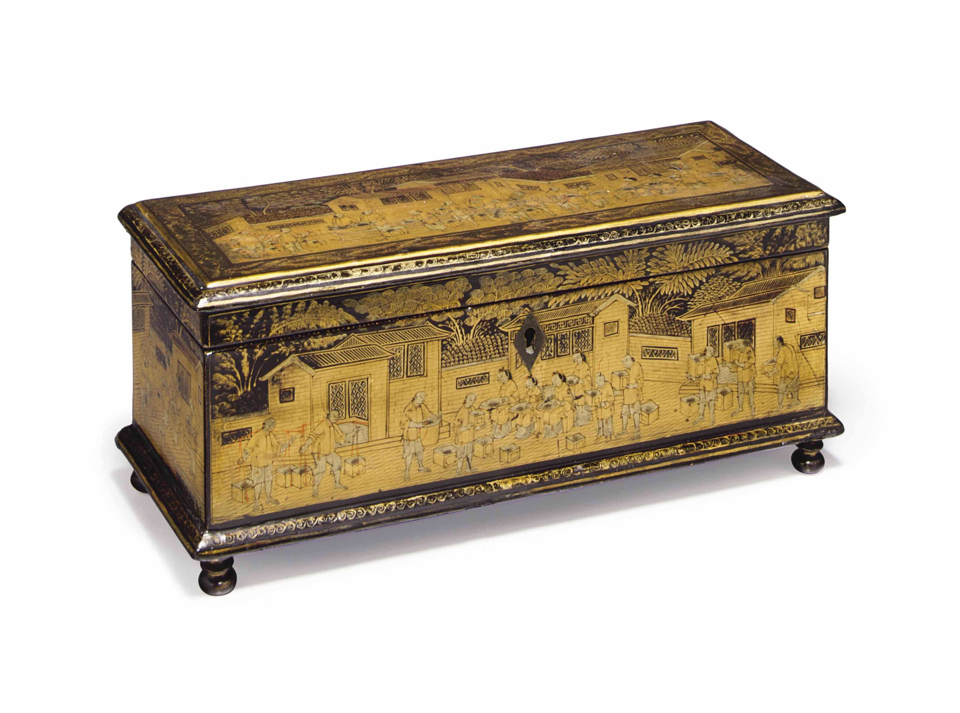 A Rare Chinese Export Tea Production Black Lacquer Box Early