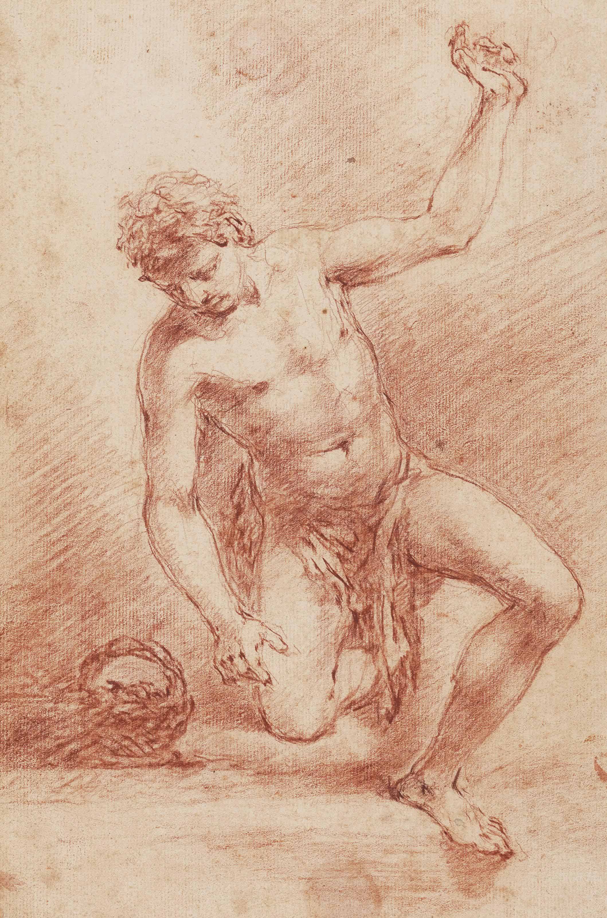 A kneeling male nude 
