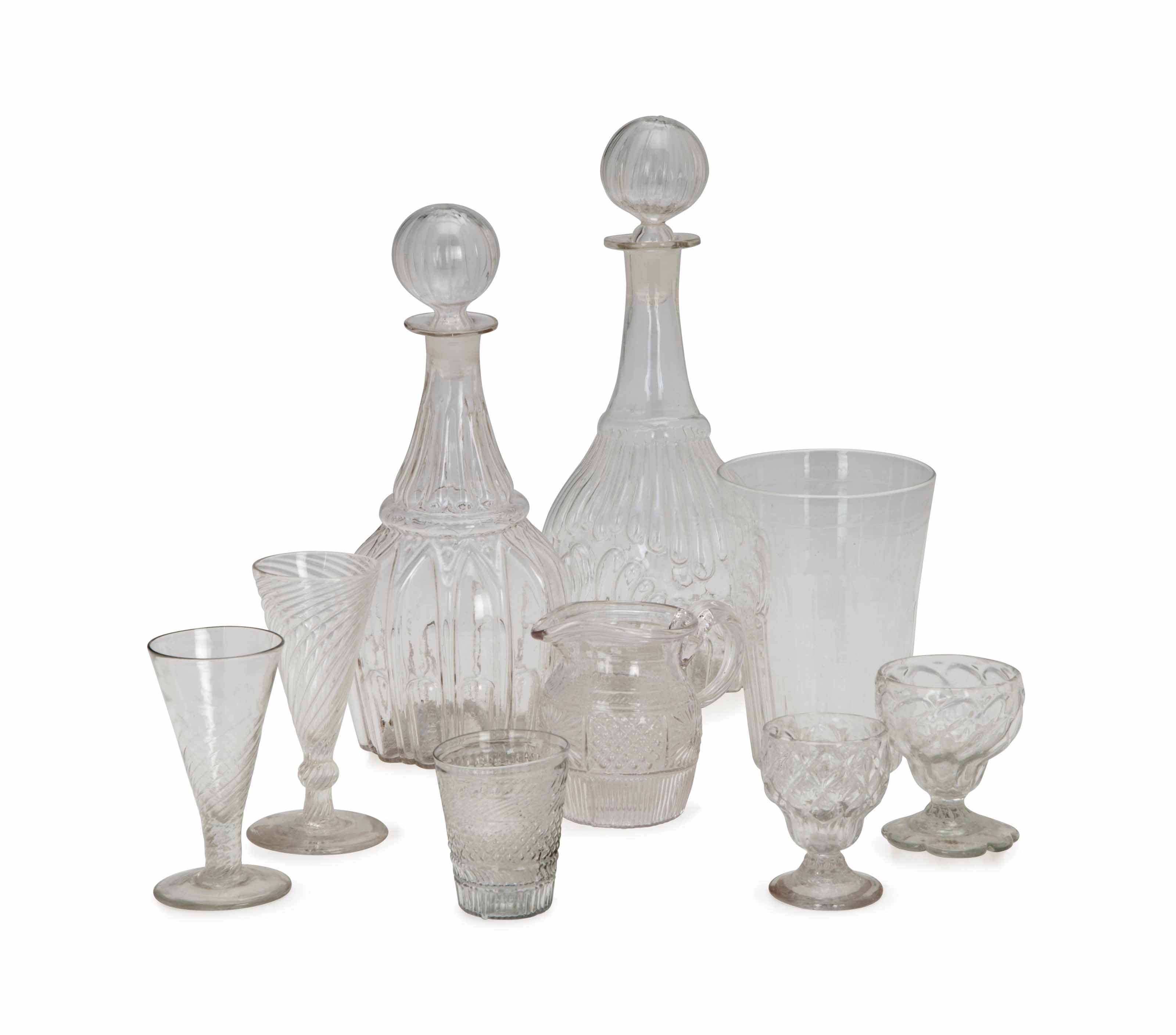 A GROUP OF AMERICAN MOLDED GLASS DRINKWARE, , EARLY 20TH CENTURY