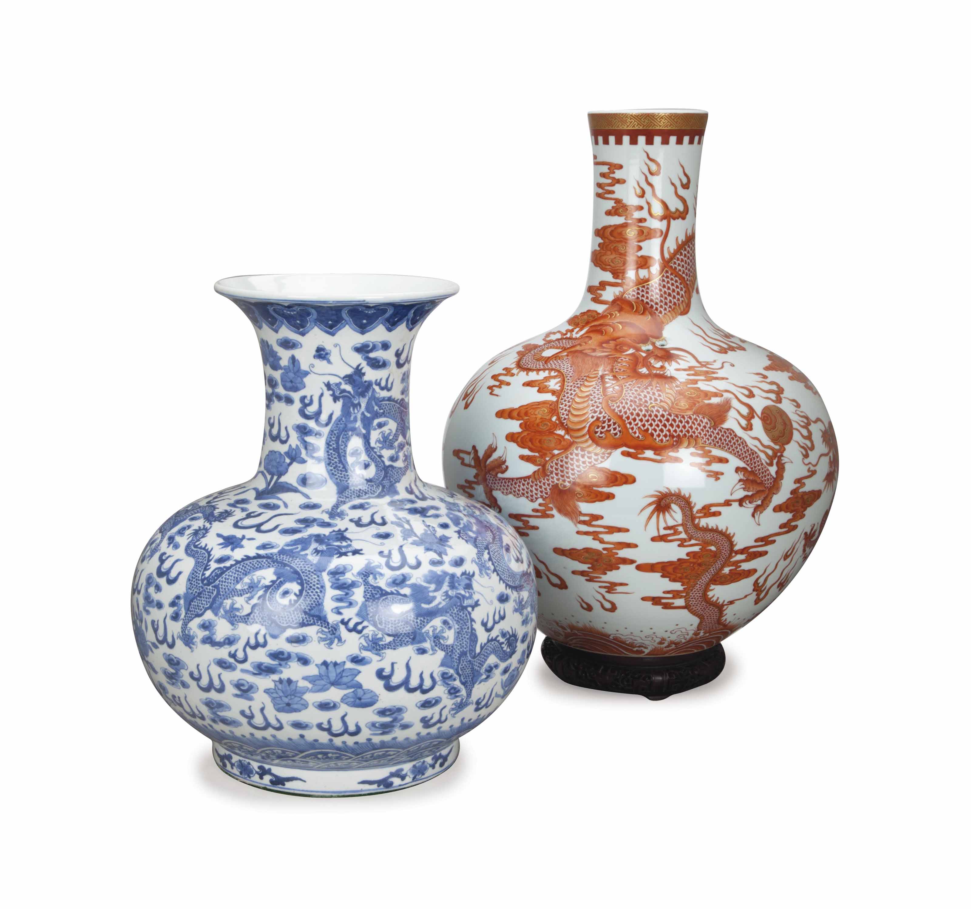 TWO LARGE CHINESE BOTTLE VASES, , 19TH/20TH CENTURY, Christie's