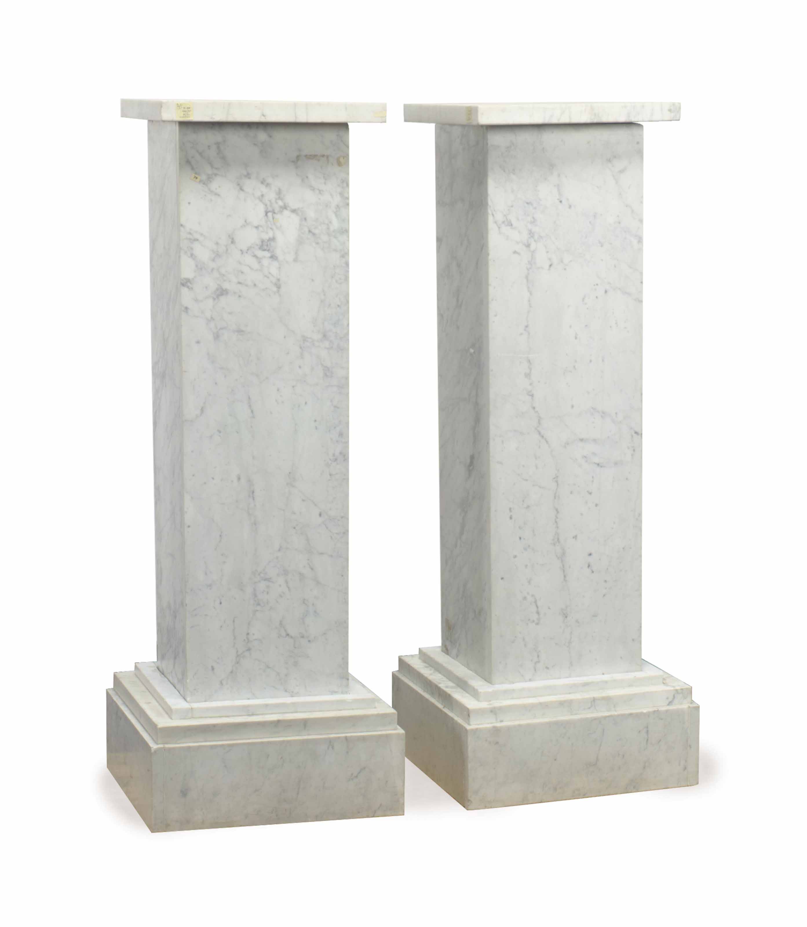 A PAIR OF CONTINENTAL WHITE MARBLE PEDESTALS, , MODERN Christie's