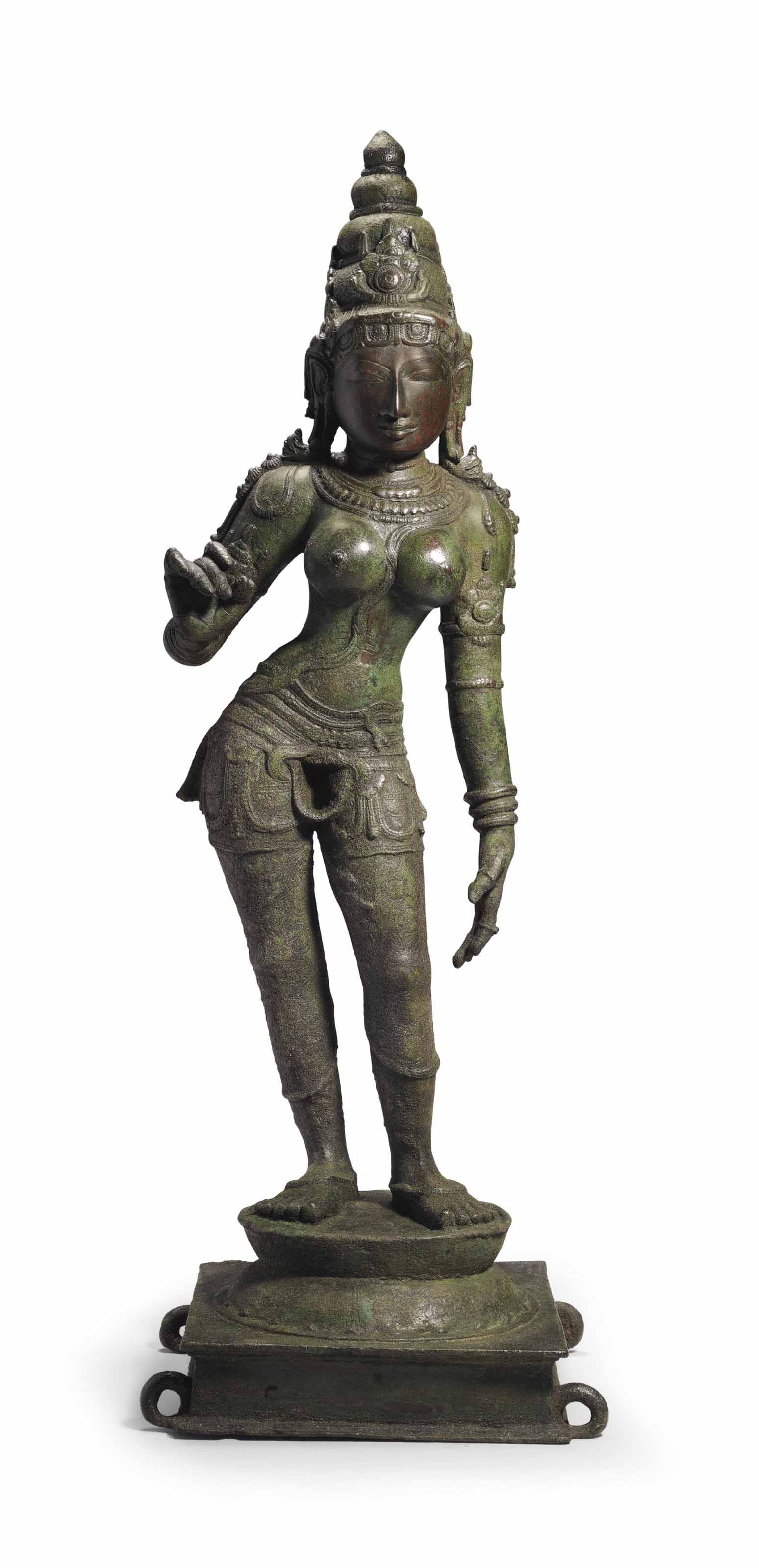 A bronze figure of Parvati , SOUTH INDIA, CHOLA PERIOD, CIRCA 13TH