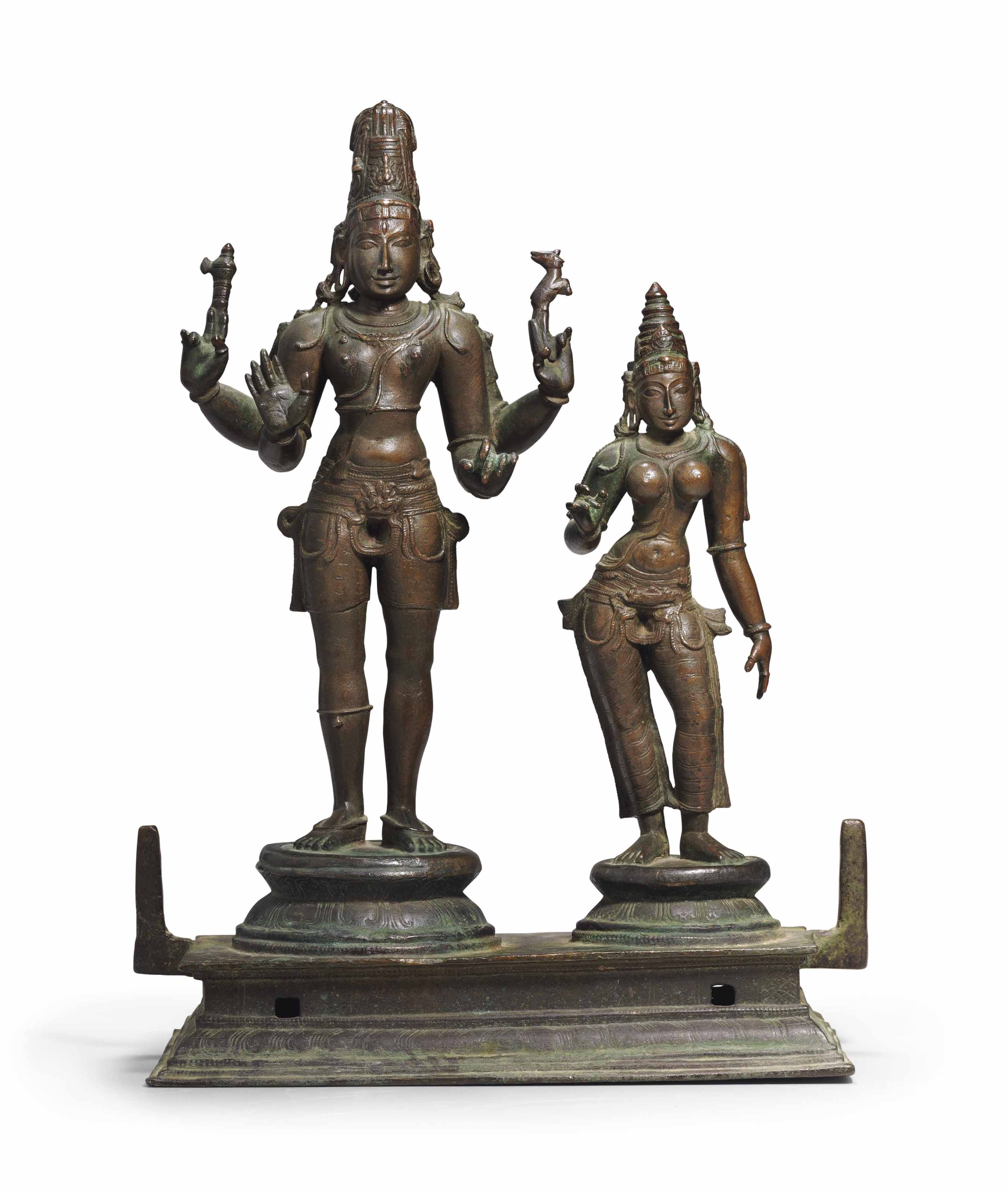 A bronze figure of Shiva and Parvati , SOUTH INDIA, CHOLA PERIOD, 12TH