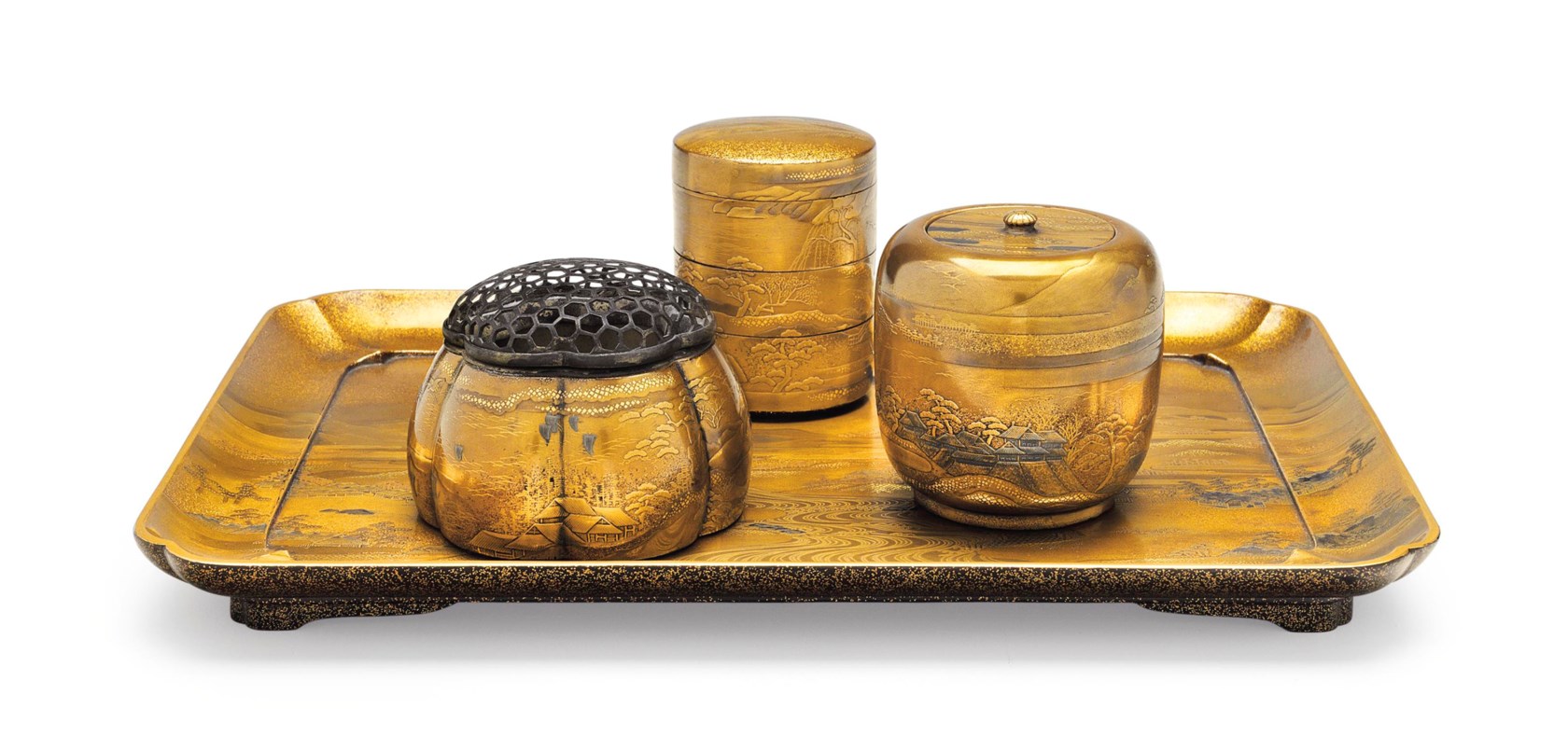 A set of four lacquer utensils for the incense ceremony (kodogu)