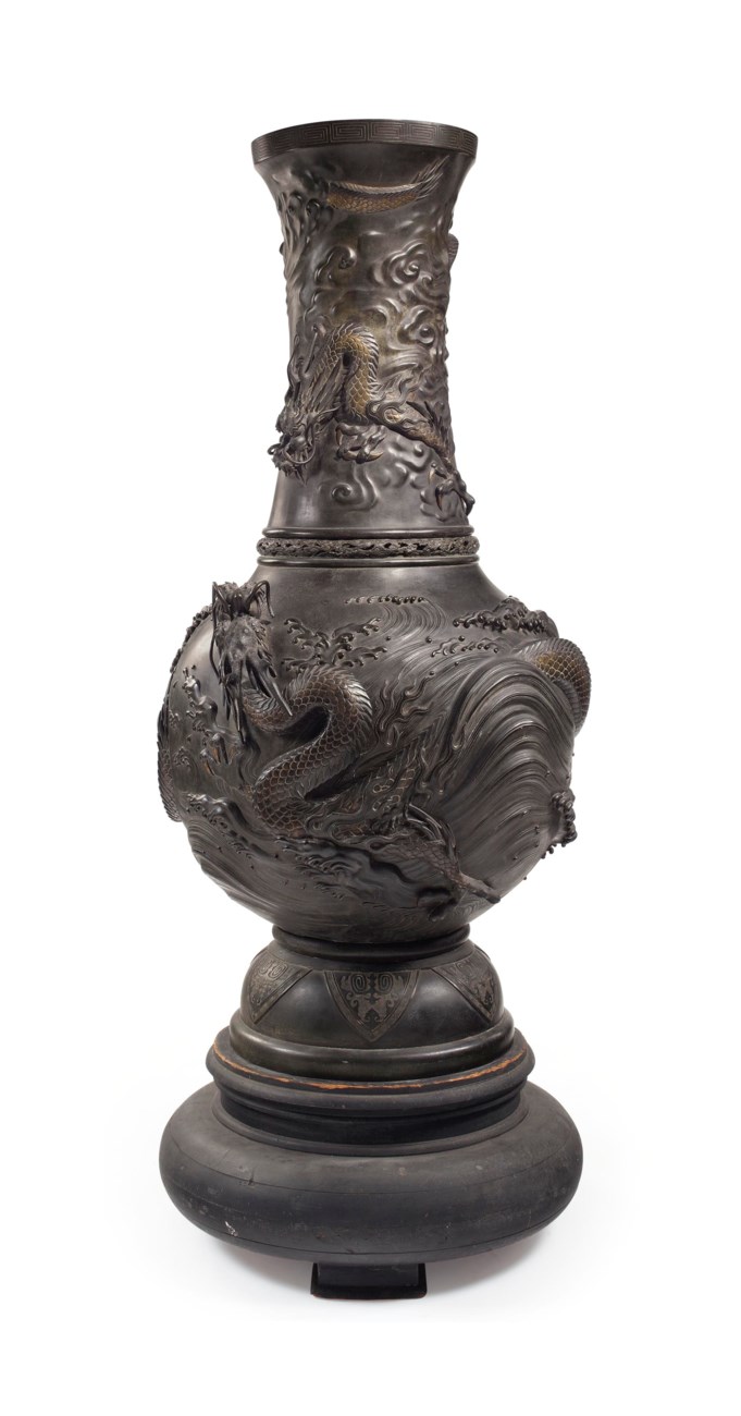 A monumental bronze bottle vase