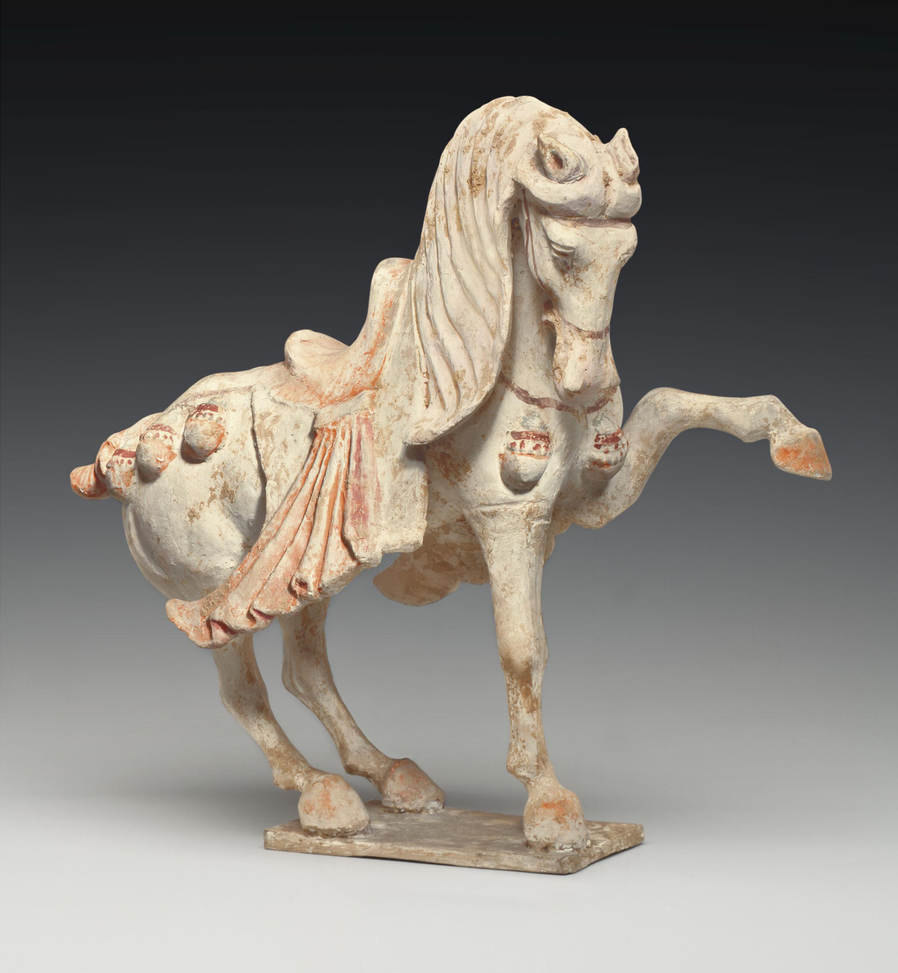 A Painted Pottery Figure Of A Prancing Horse Tang Dynasty 618