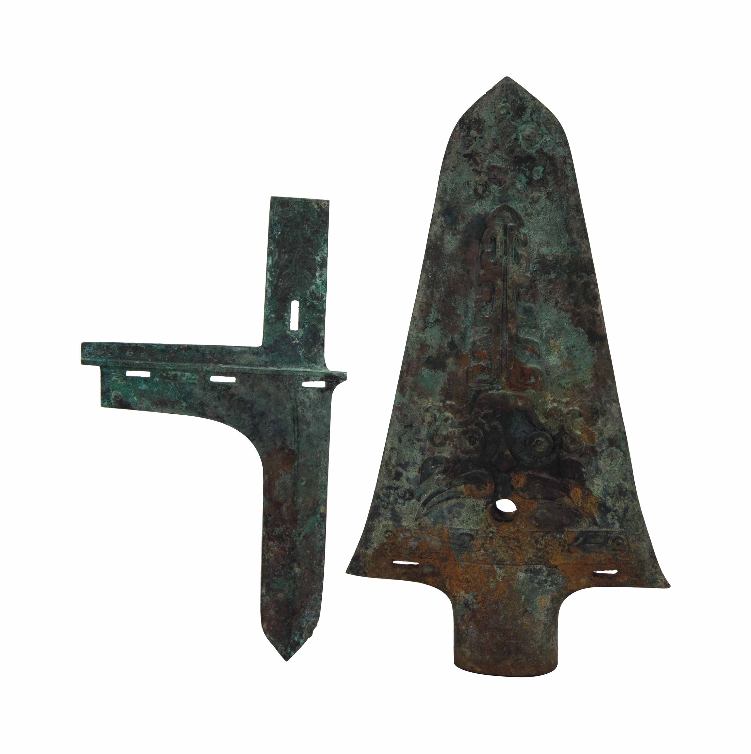 TWO CHINESE BRONZE AXES, Christie's