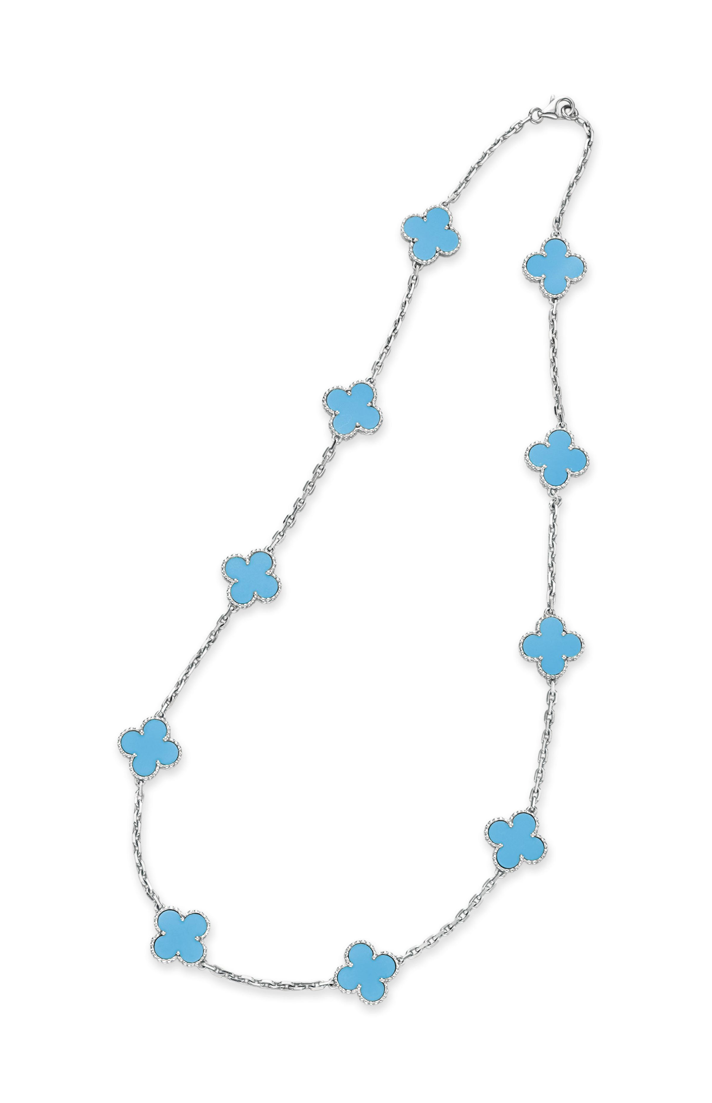 A Turquoise And White Gold Alhambra Necklace By Van Cleef Arpels