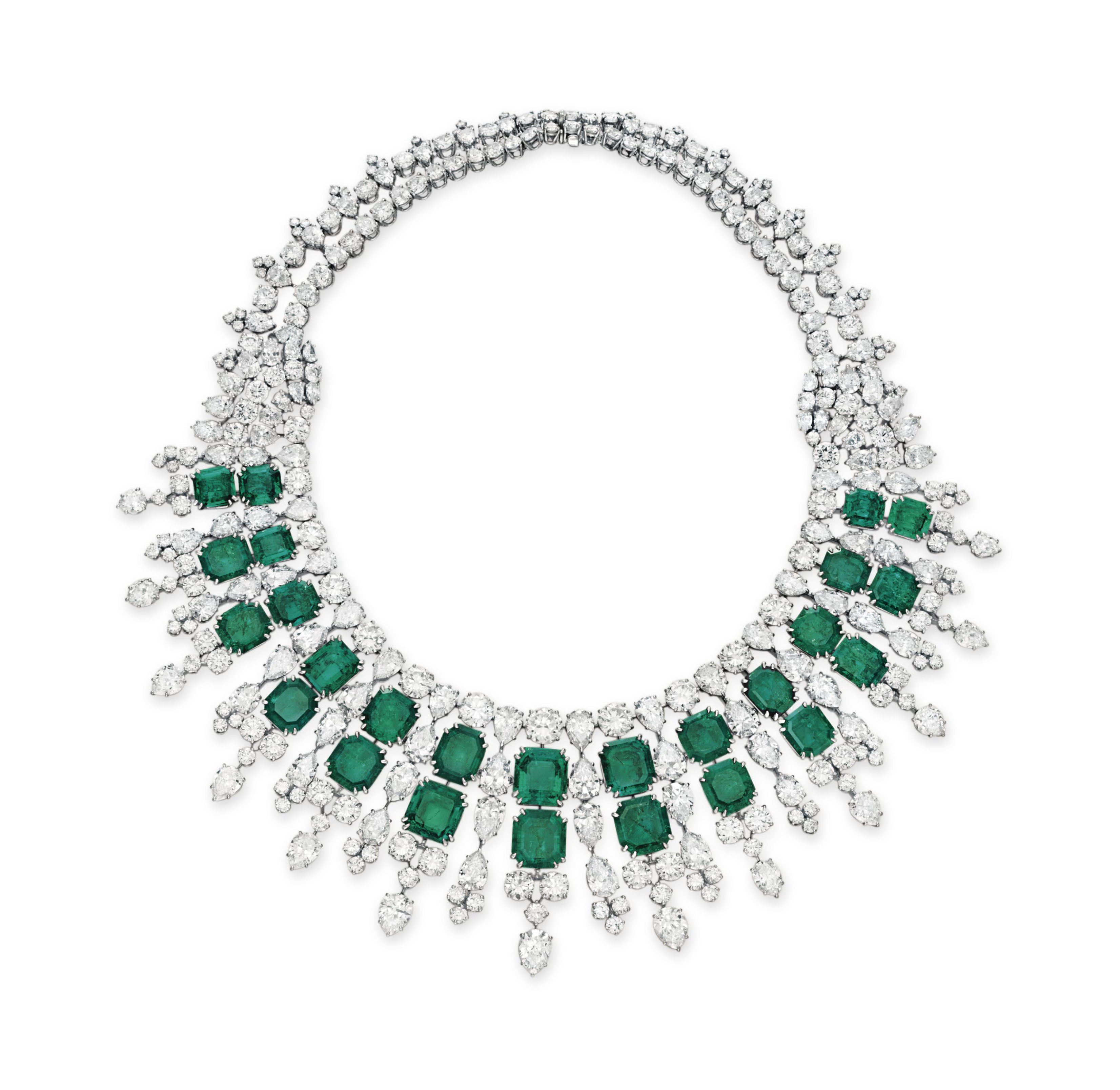 AN EMERALD AND DIAMOND NECKLACE, BY HARRY WINSTON | Christie's