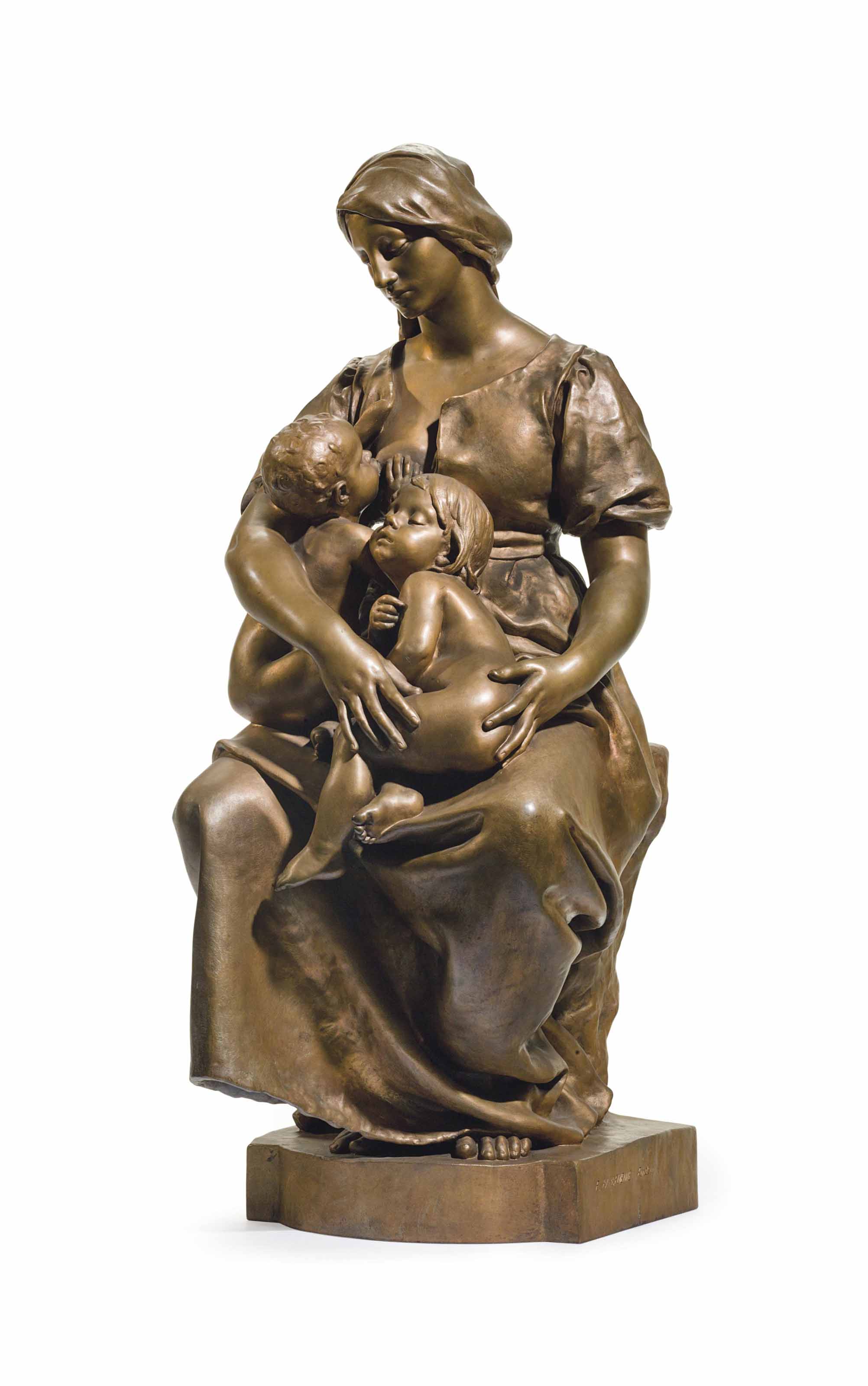 A FRENCH PATINATED-BRONZE FIGURAL GROUP, ENTITLED 'CHARITE ...