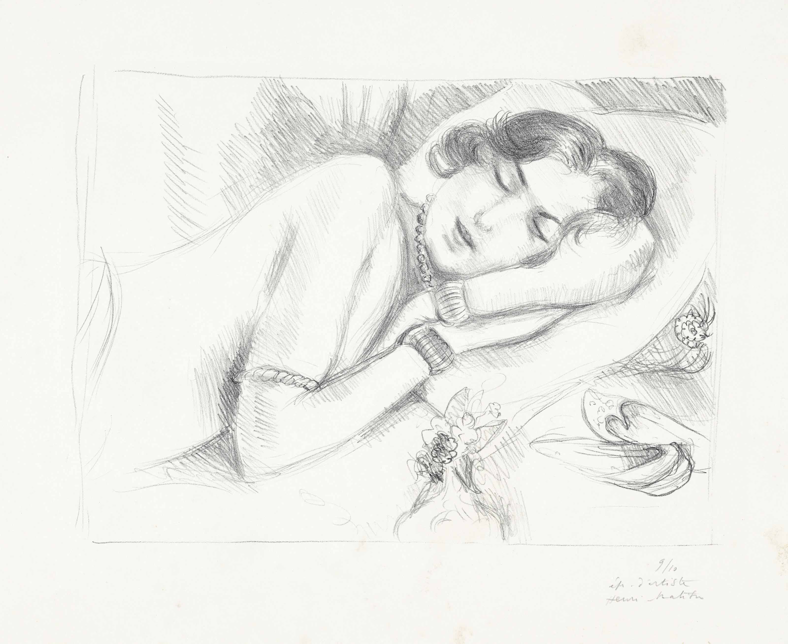 Figure endormie au Babouche (D. 512) 

