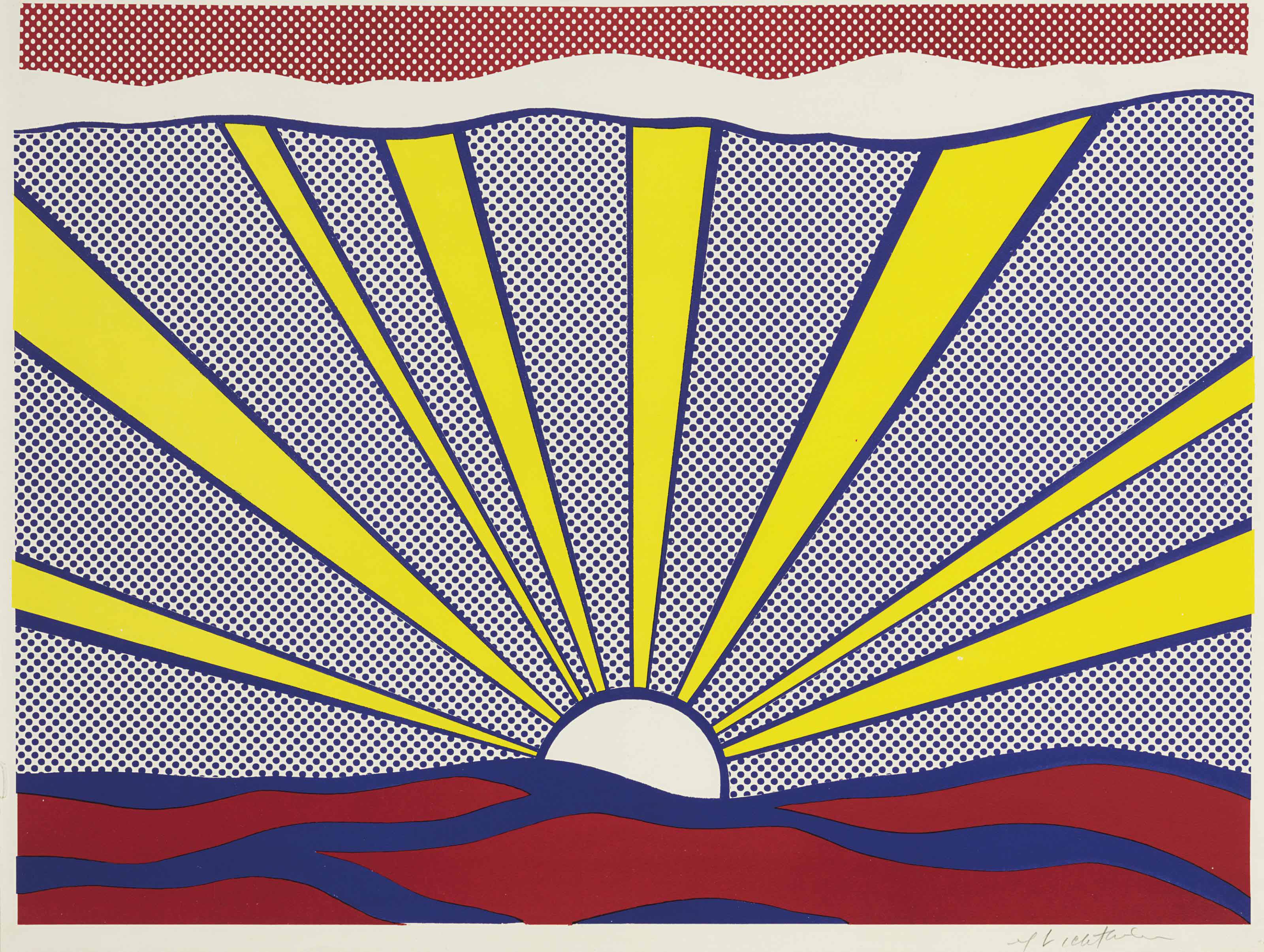 roy lichtenstein figures with sunset