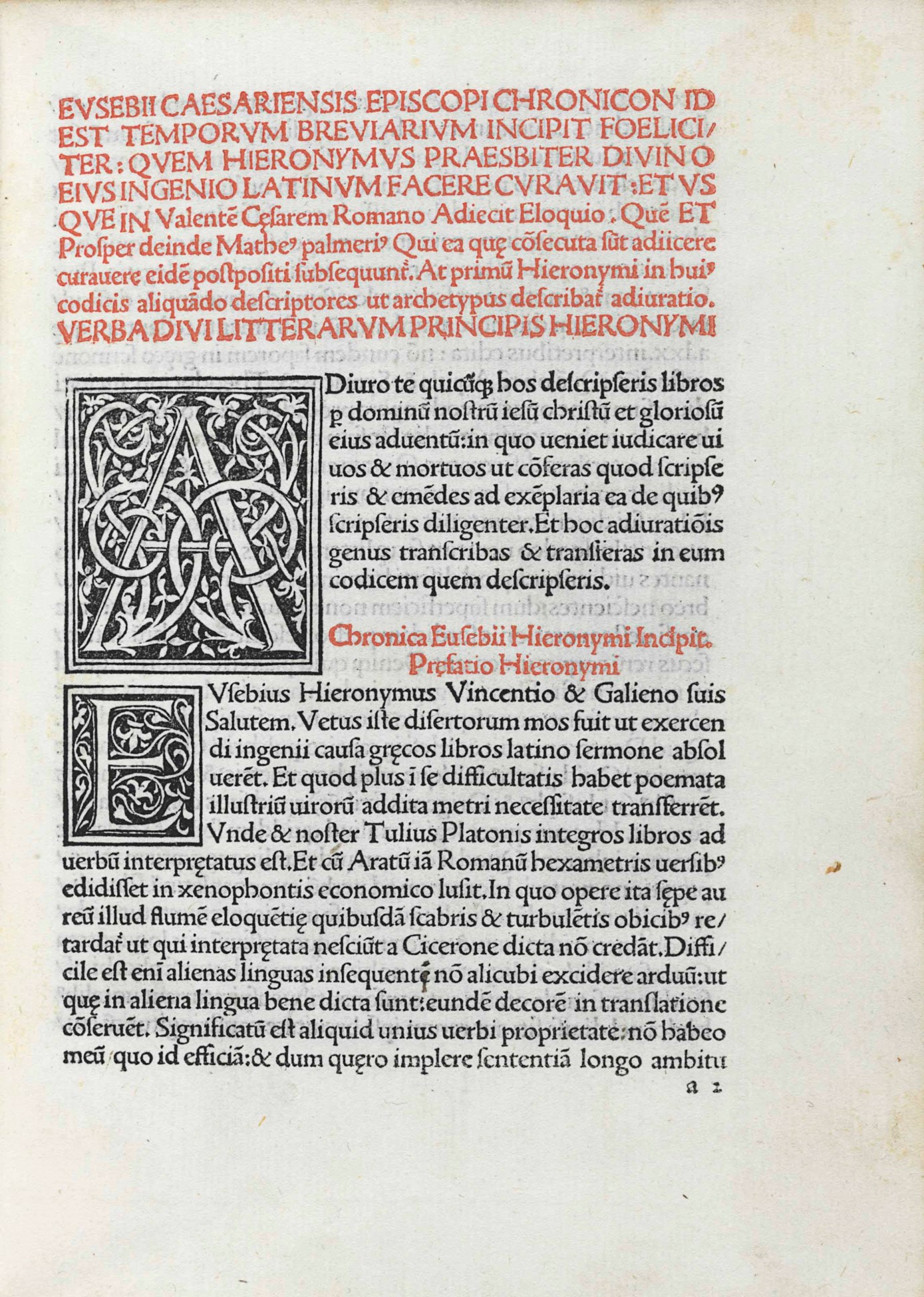 EUSEBIUS Caesariensis (ca 260ca 340). Chronicon. Translated from Greek into Latin by St. Jerome
