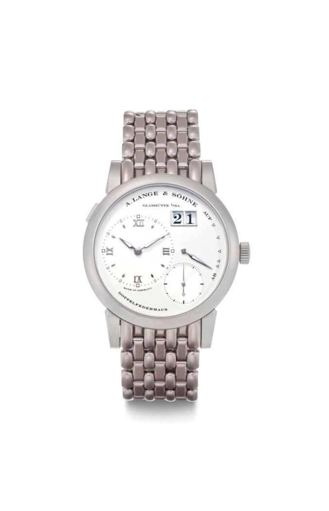 A. Lange & Söhne. A Fine 18k White Gold Wristwatch with Oversized Date