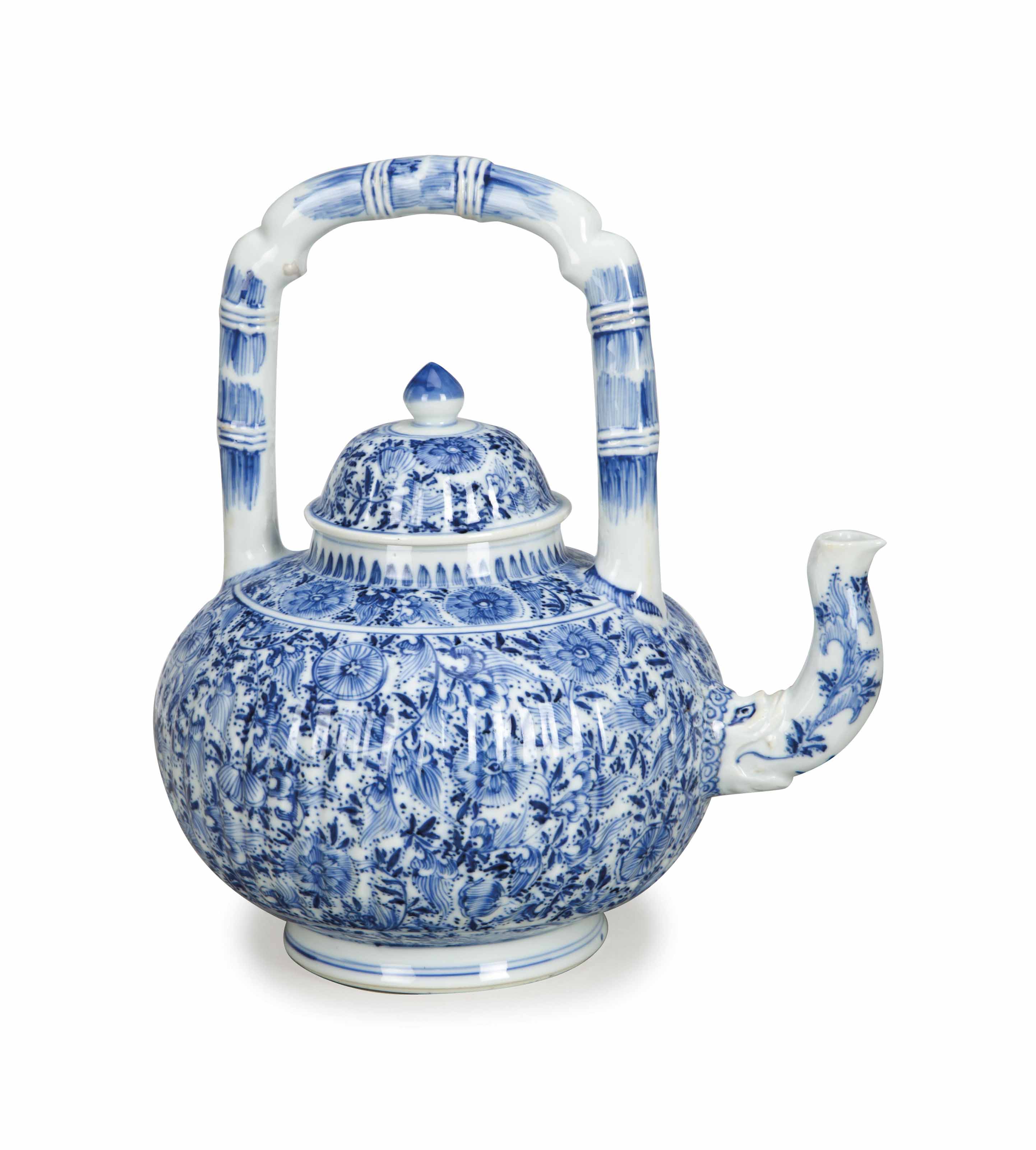 blue china teapot