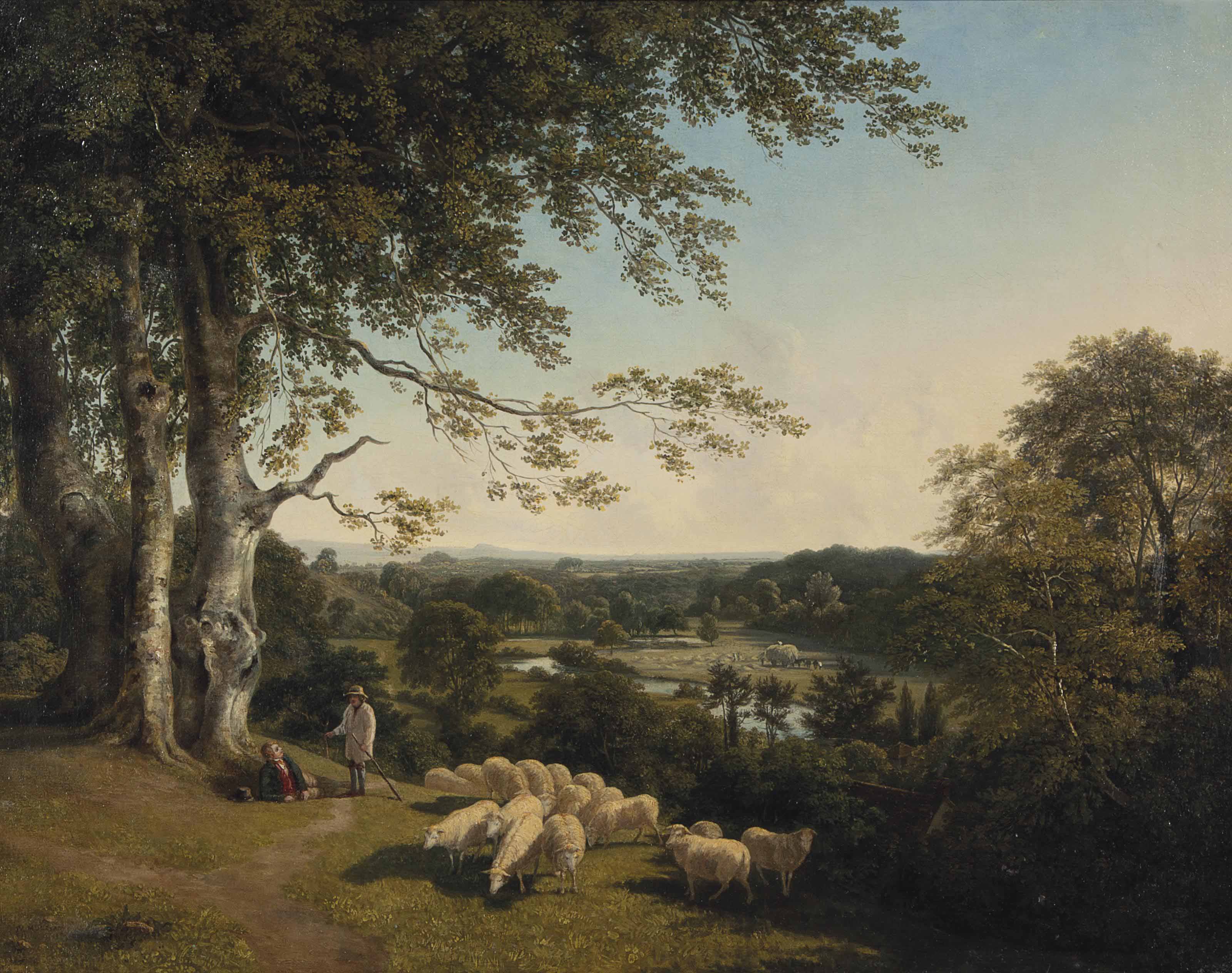 William Mulready (British, 17861863) , A bucolic landscape of the
