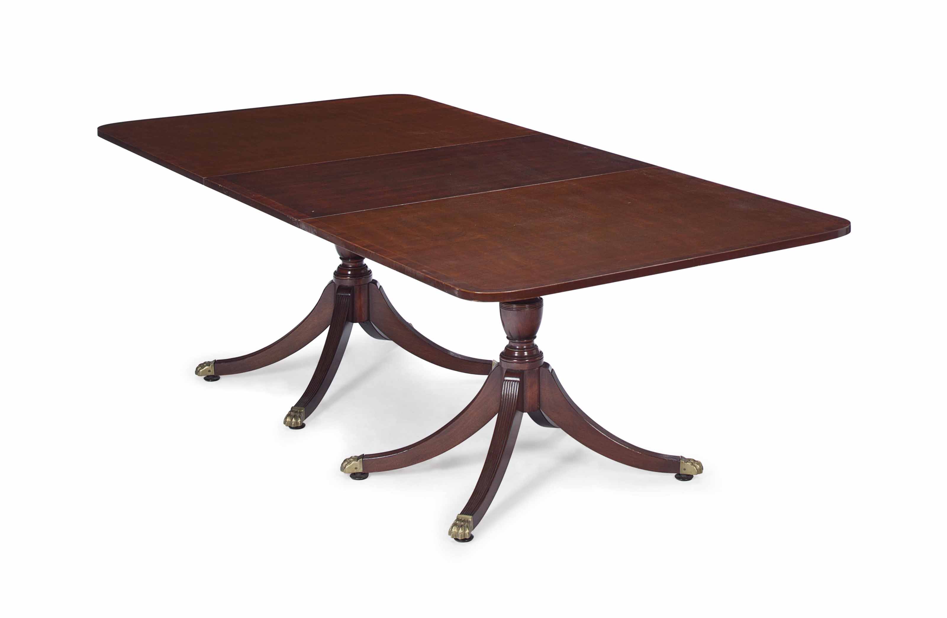 A III STYLE MAHOGANY DOUBLEPEDESTAL EXTENSION DINING TABLE
