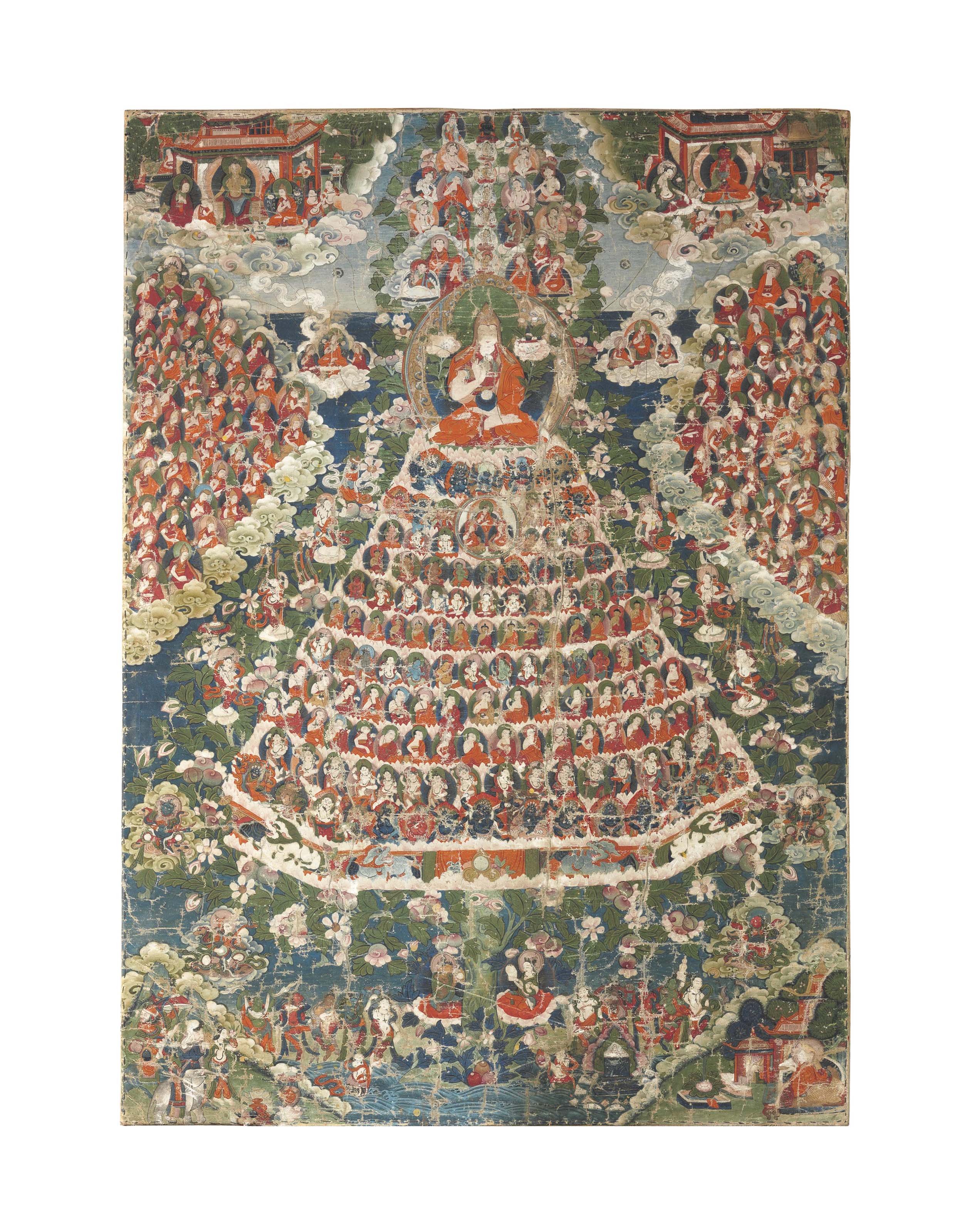 A painting of Shakyamuni Buddha with his Life Scenes , TIBET