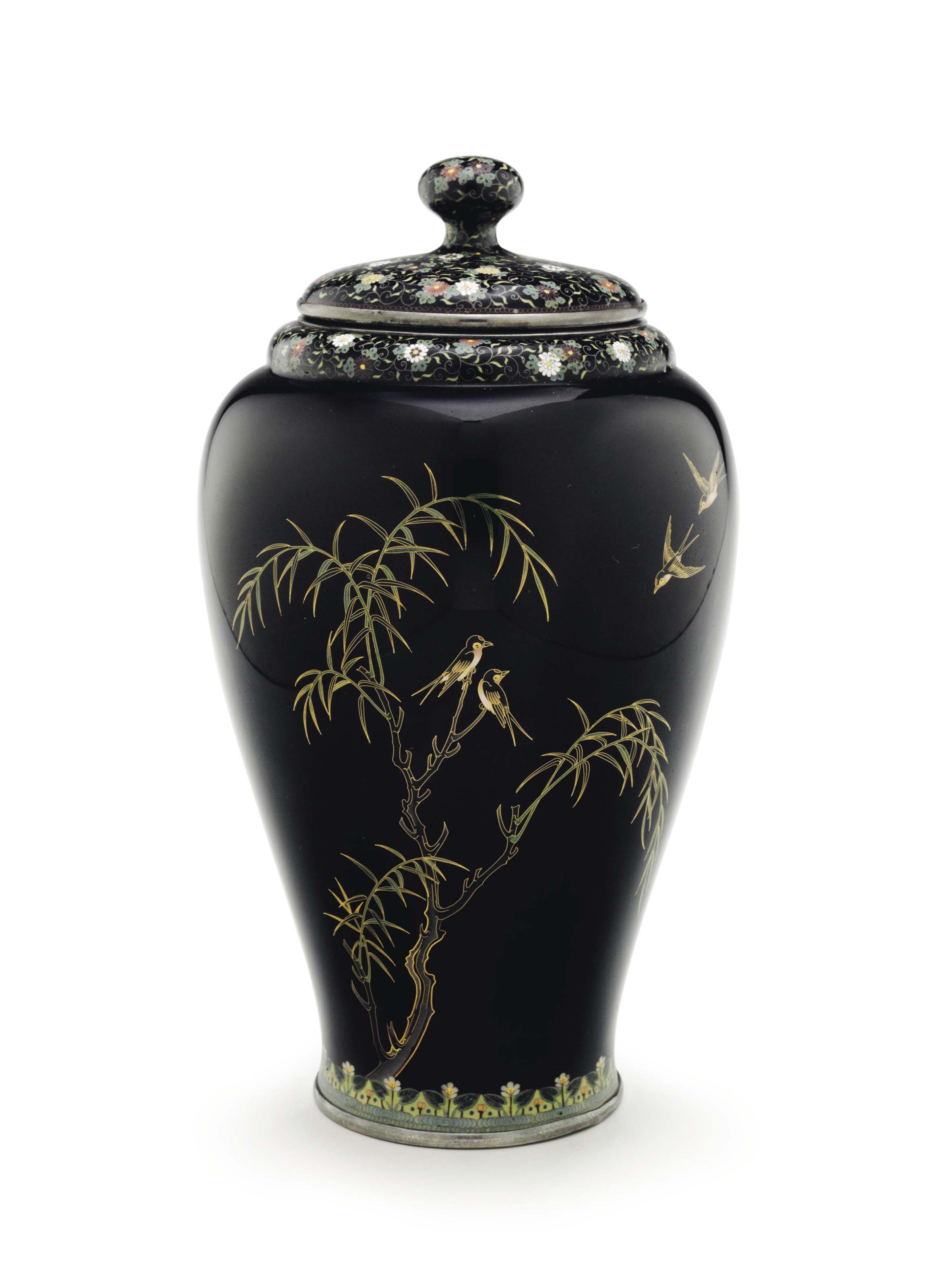 A soft-metal-decorated bronze vase , MEIJI PERIOD (LATE 19TH