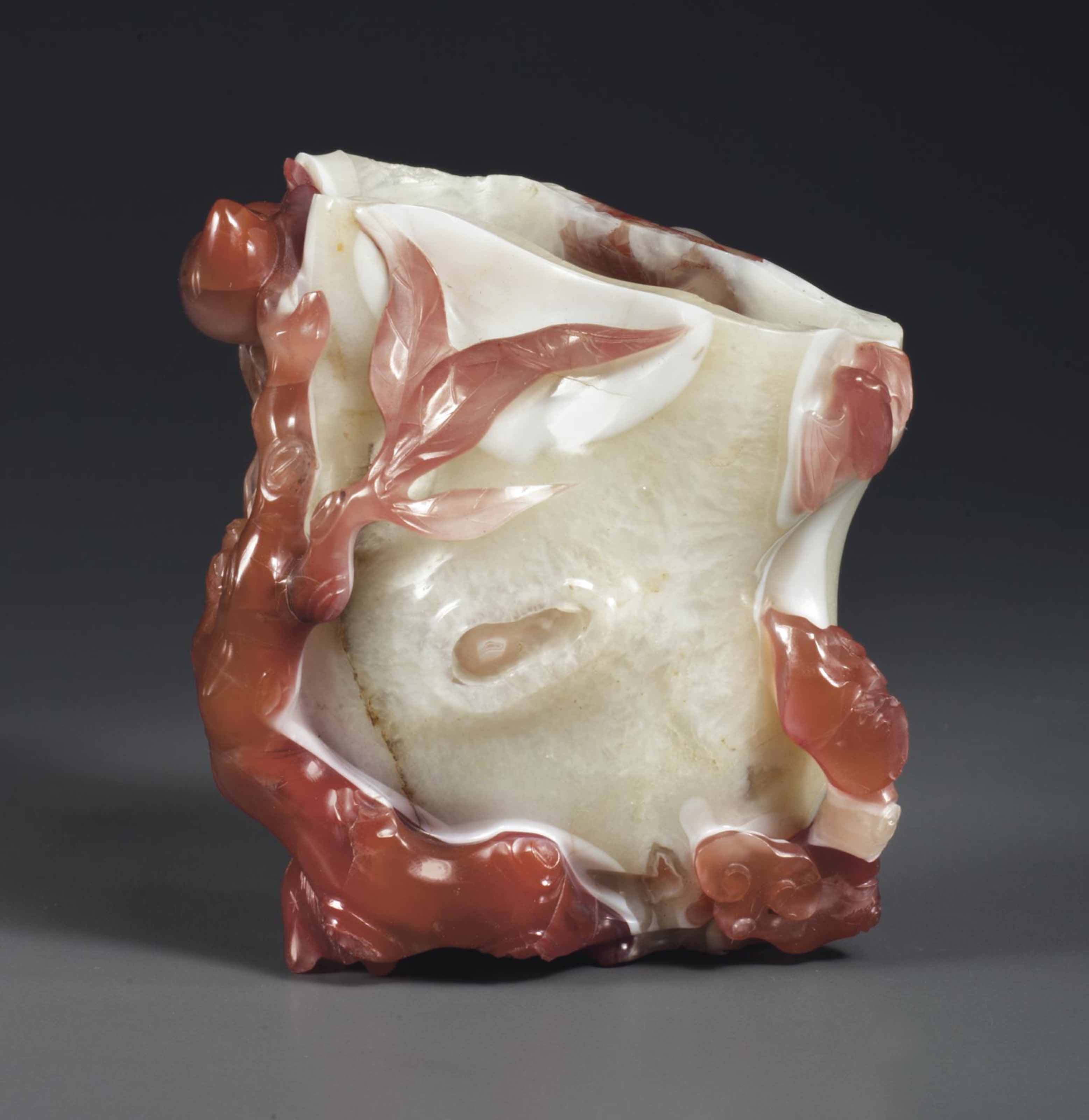 A FINELY CARVED SPINACH-GREEN JADE BRUSH POT, BITONG , QIANLONG