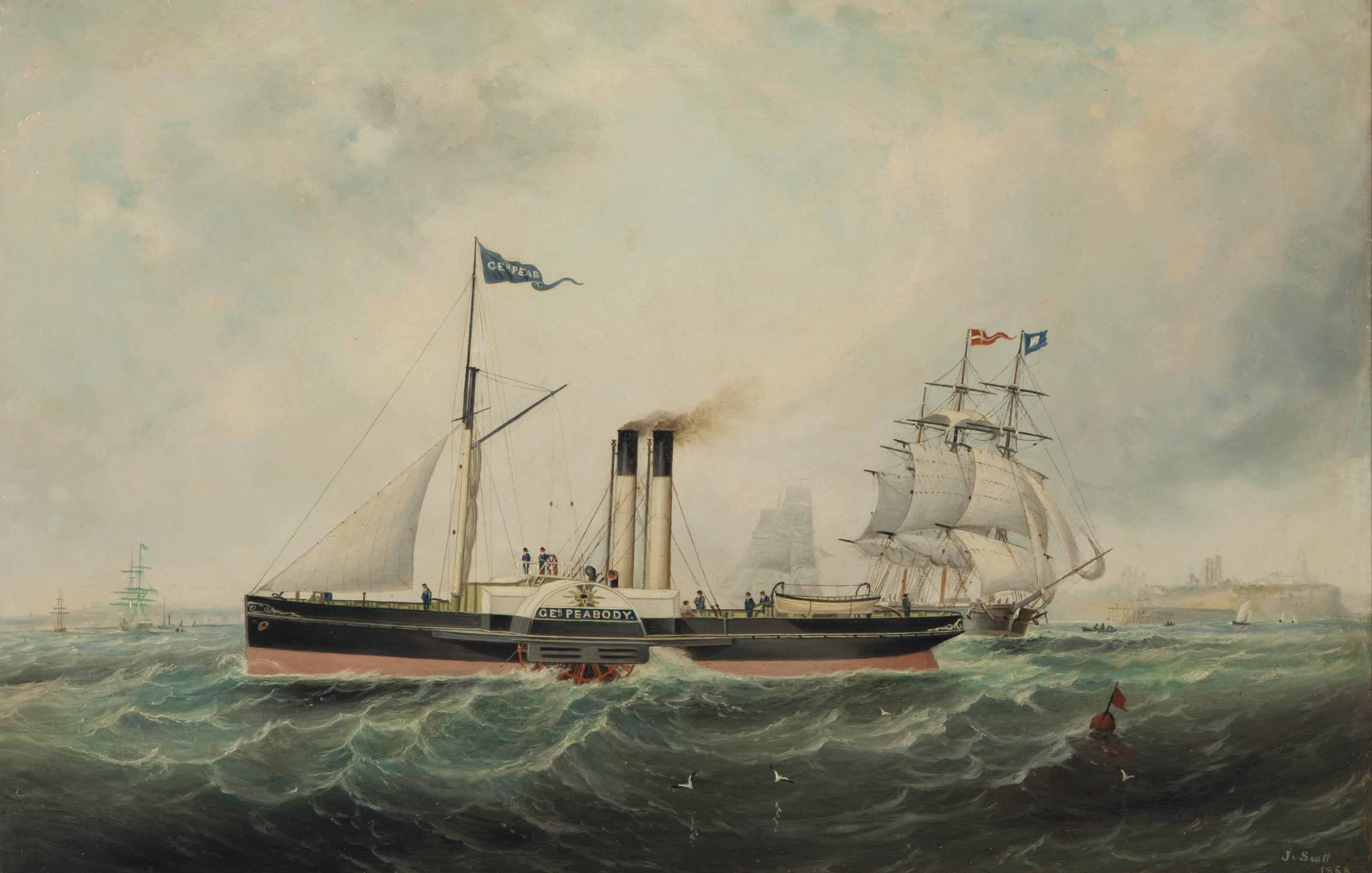 John White Allen Scott (American, 18151907) , The paddle steamer