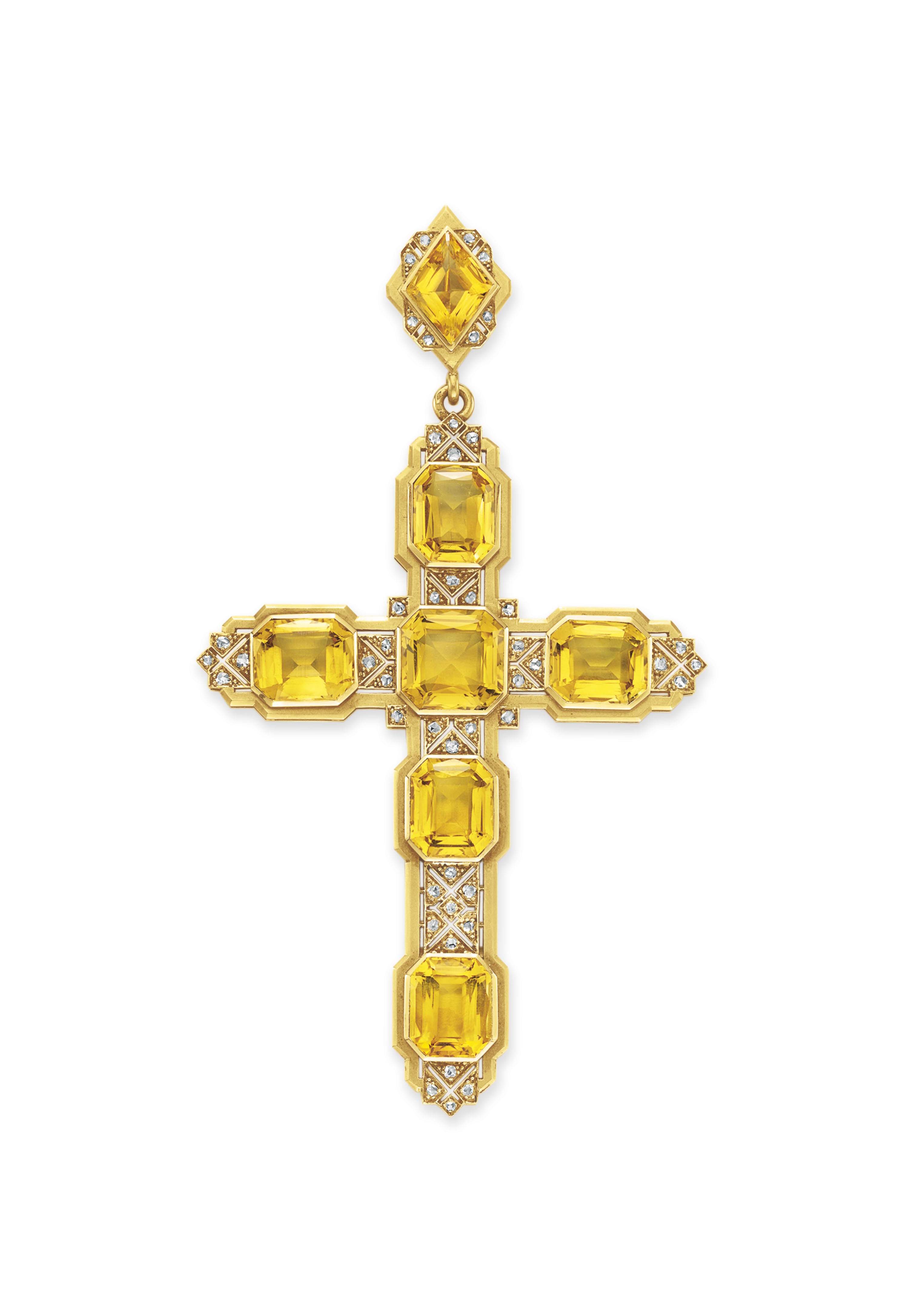 Citrine cross store pendant