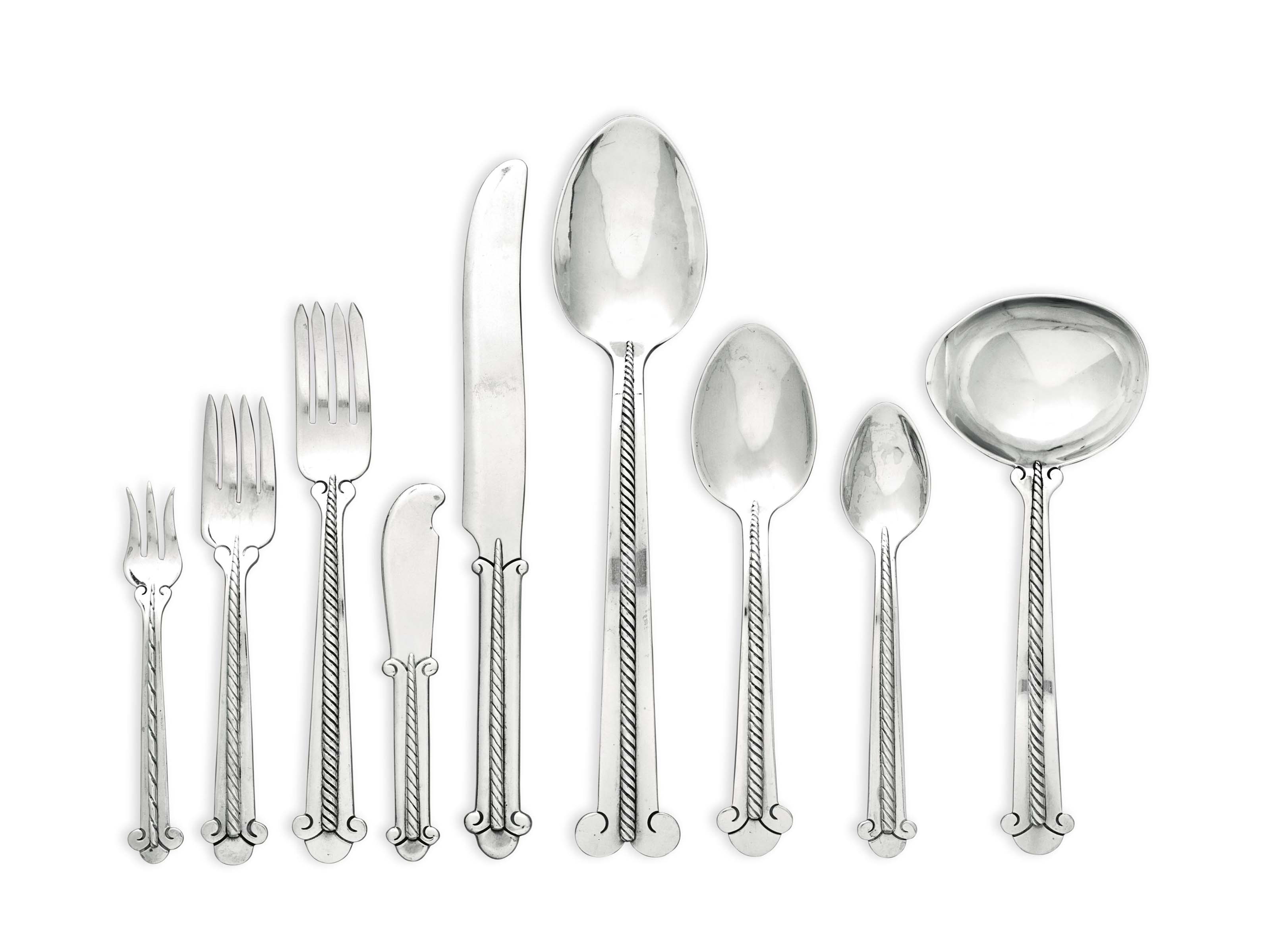 A MEXICAN SILVER FLATWARE SERVICE