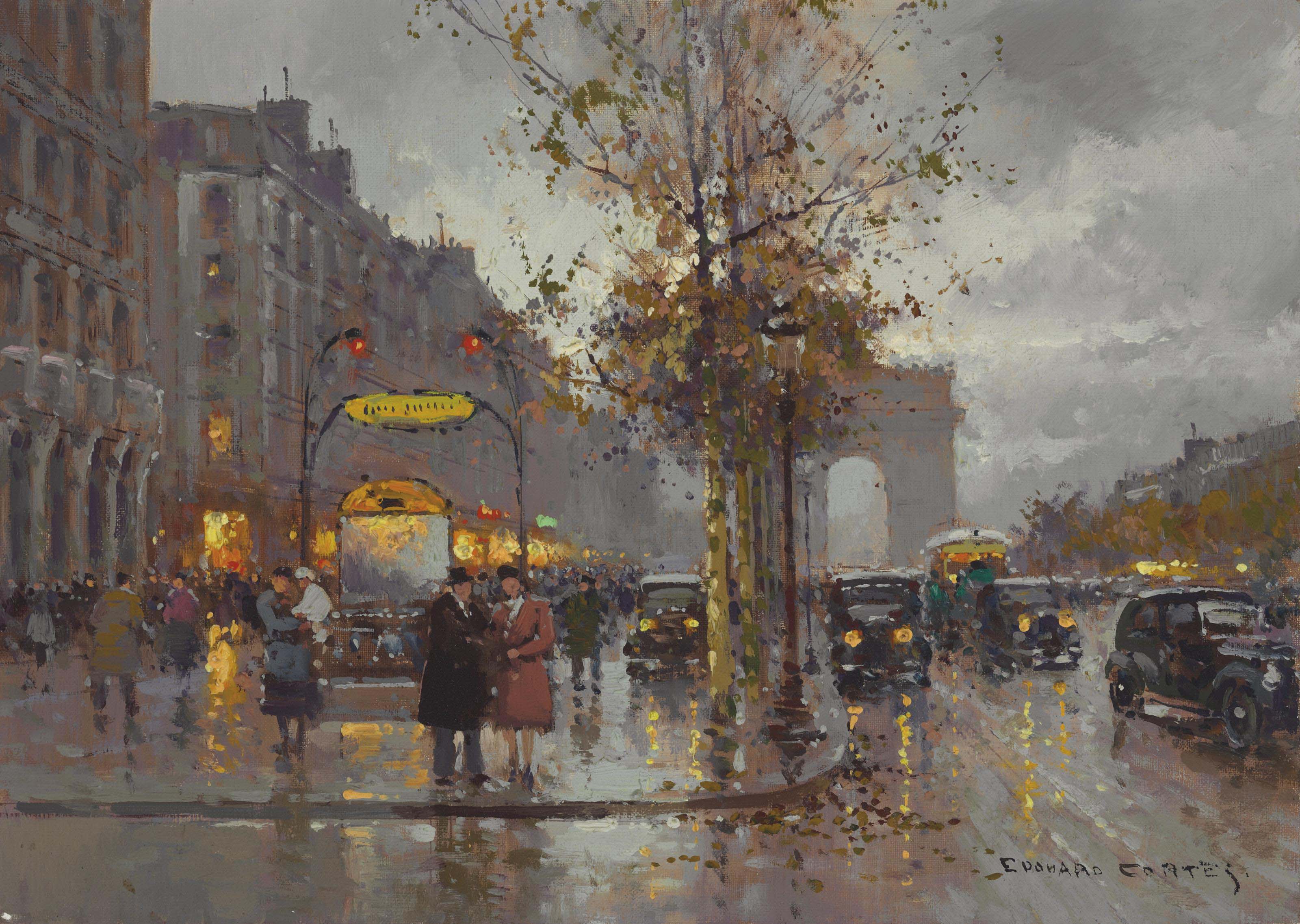 Edouard Cortes French 18 1969 Les Champs Elysees Paintings Canvas Christie S