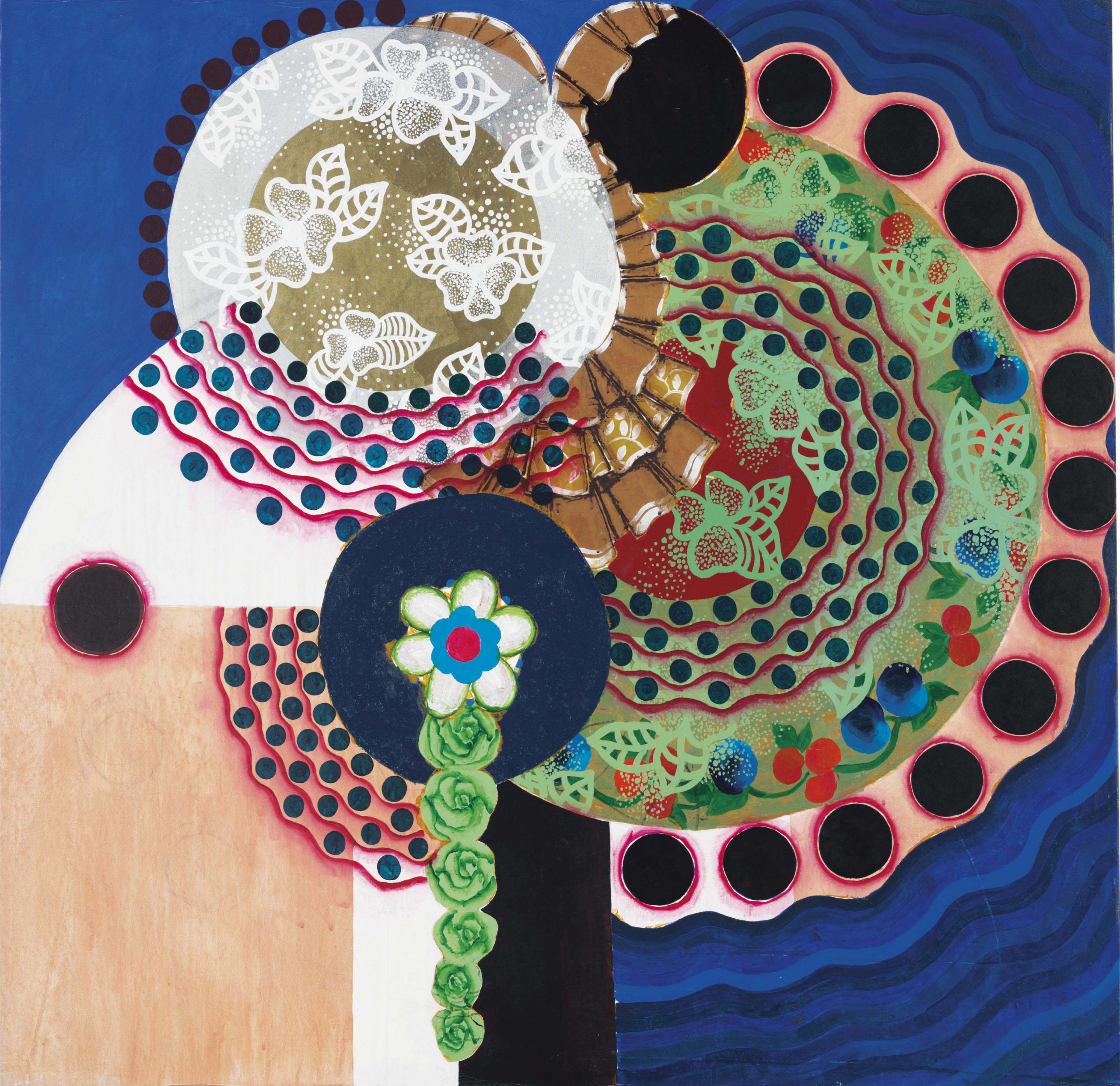 Beatriz Milhazes (b. 1960), O casamento, 1995. Acrylic on canvas. 48 x 49⅛ in (121.9 x 124.8 cm). Sold for $1,025,000 on 20 November 2013 at Christie&rsquo;s in New York.&nbsp;Artwork: &copy; Beatriz Milhazes