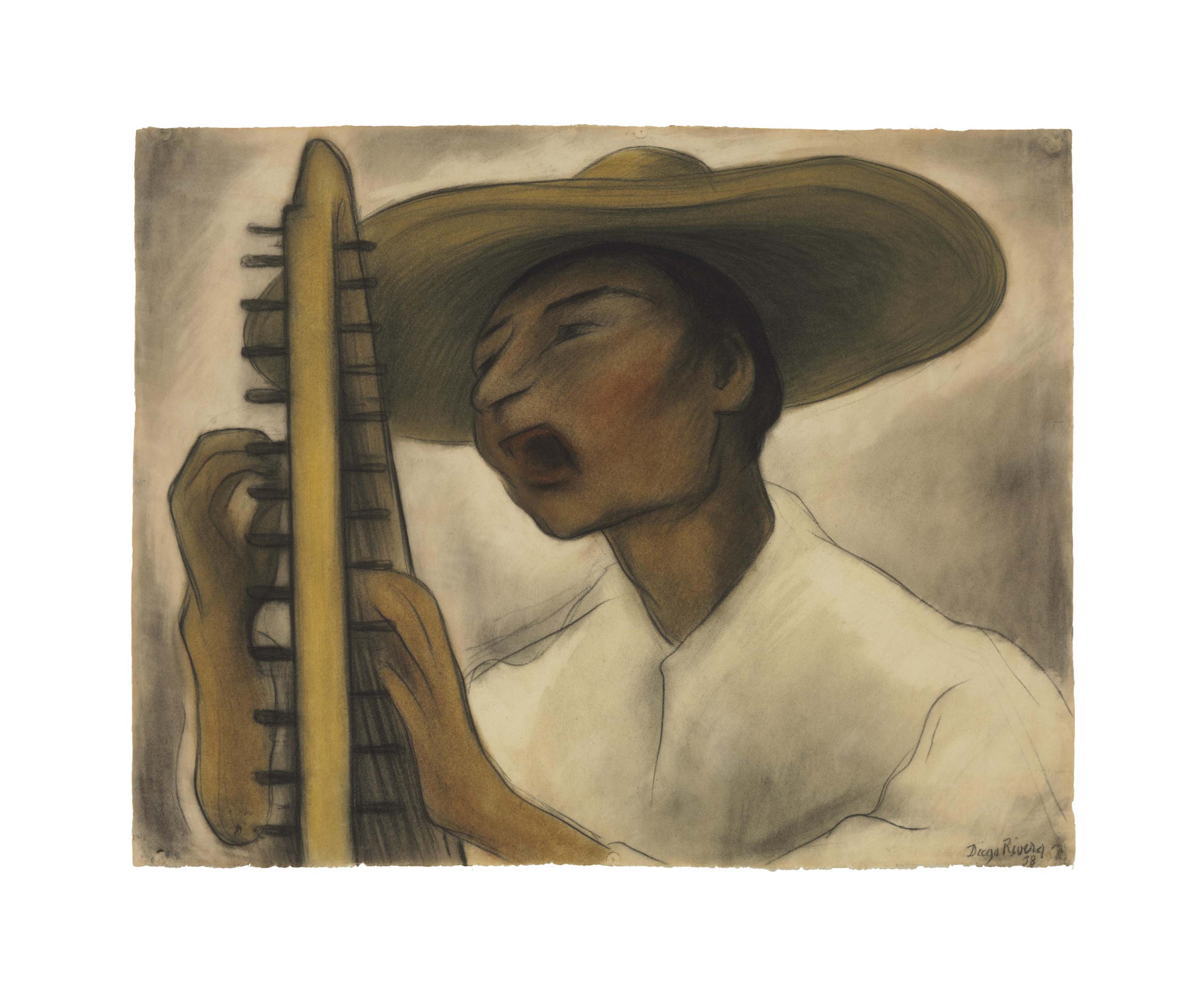 Cancionero tocando cítara 

