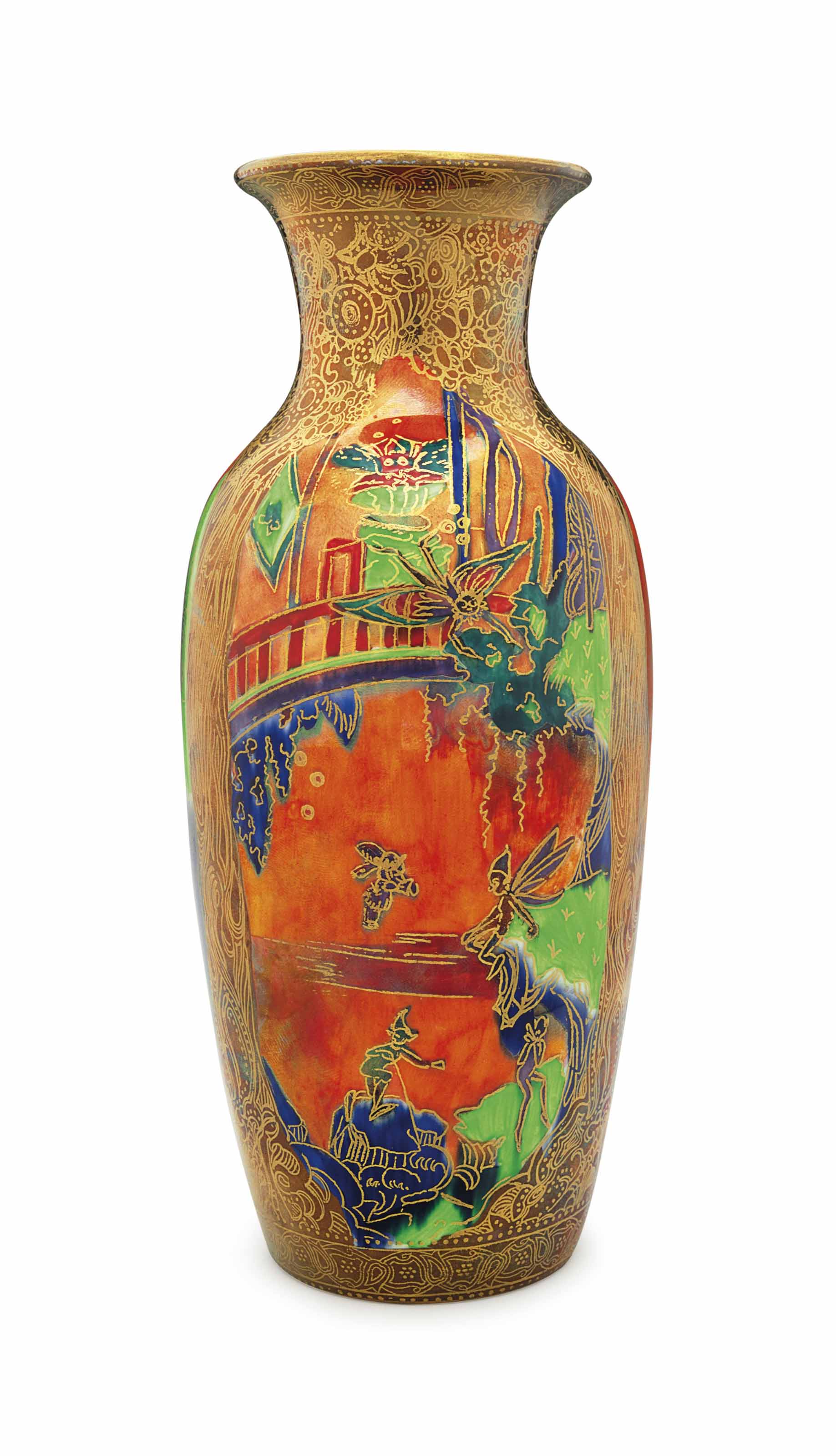 A WEDGWOOD PORCELAIN FLAME FAIRYLAND LUSTRE 'SYCAMORE TREE