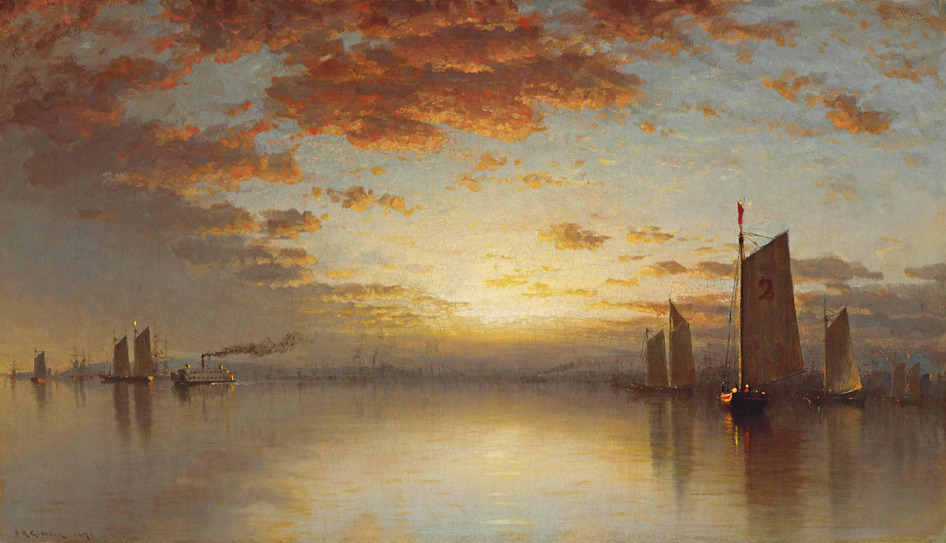 Sanford Robinson Gifford 1823 1880 Sunset Over New York Bay