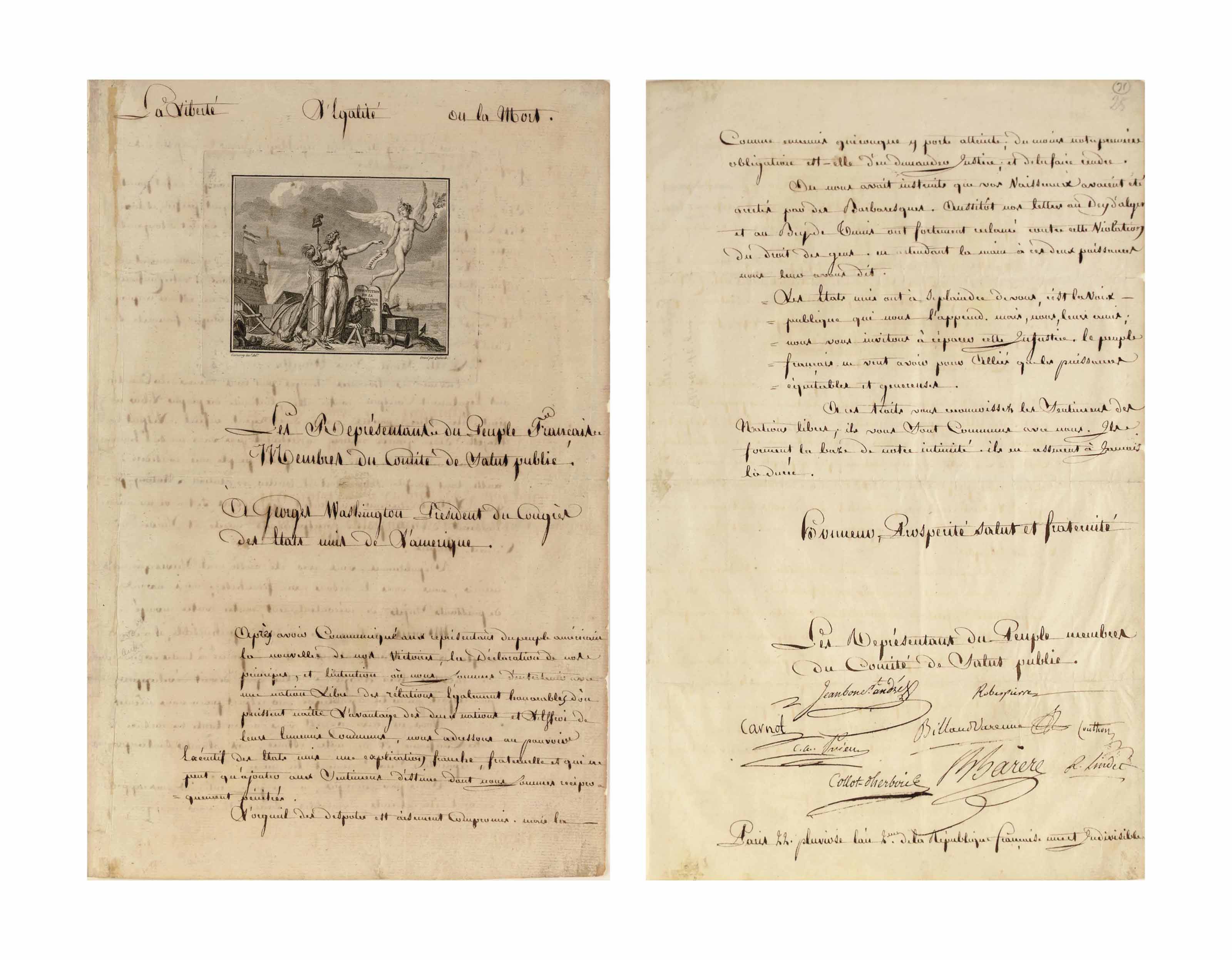 [WASHINGTON]. ROBESPIERRE, Maximilien Marie Isidore (175894). Letter