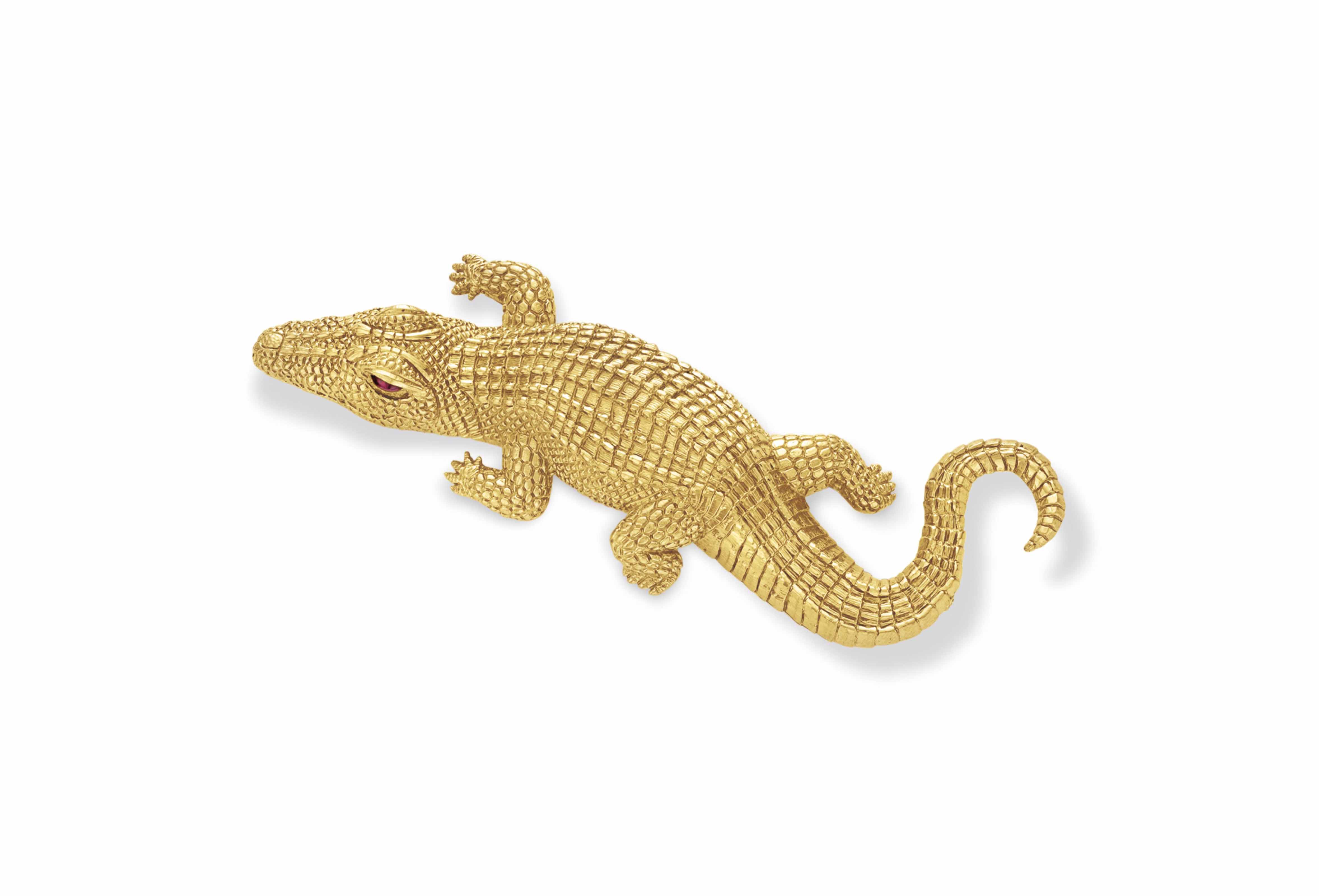 A GOLD ALLIGATOR BROOCH BY DAVID WEBB Christie s