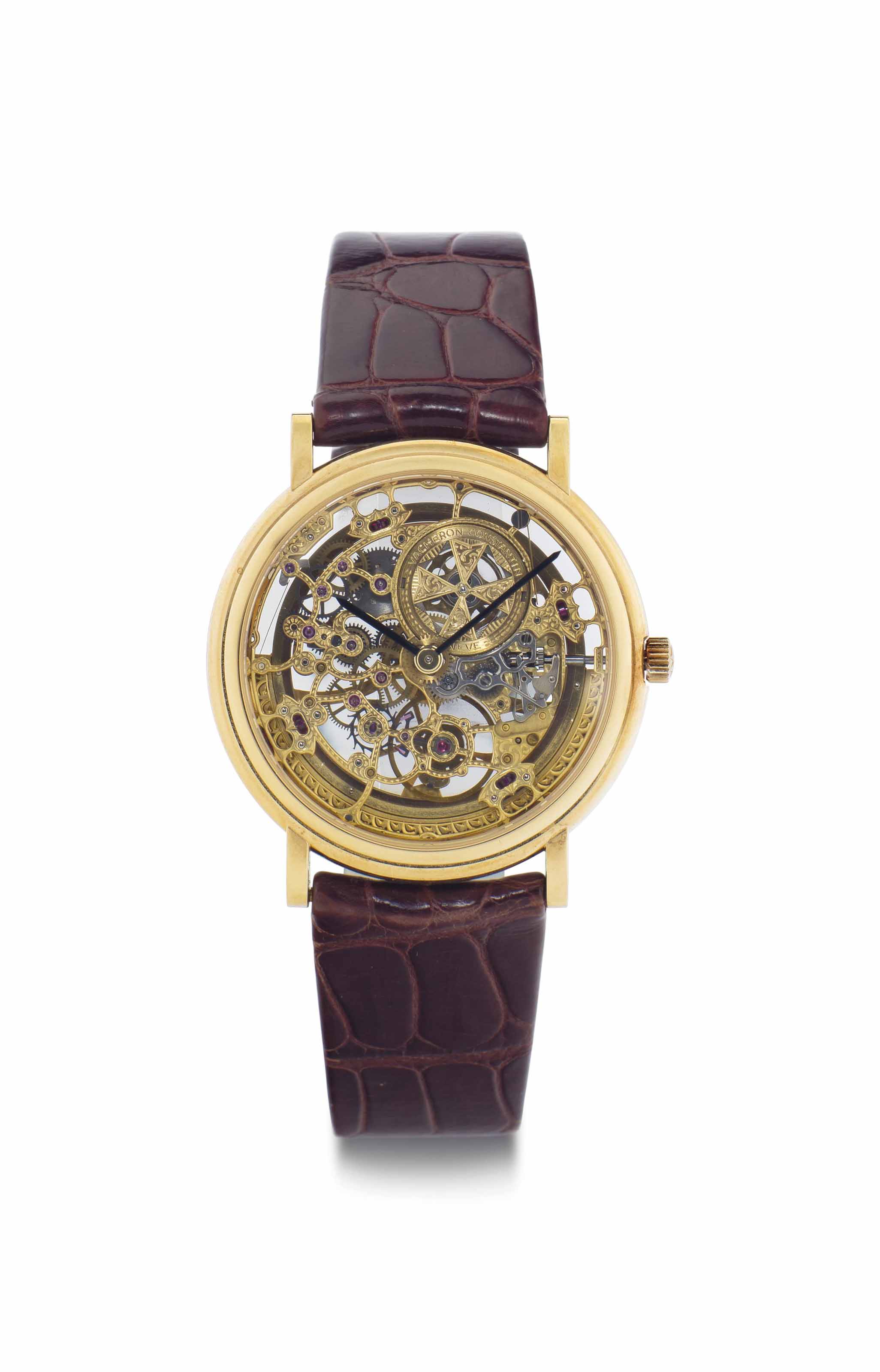 Vacheron Constantin. A Fine 18k Gold Automatic Skeletonized