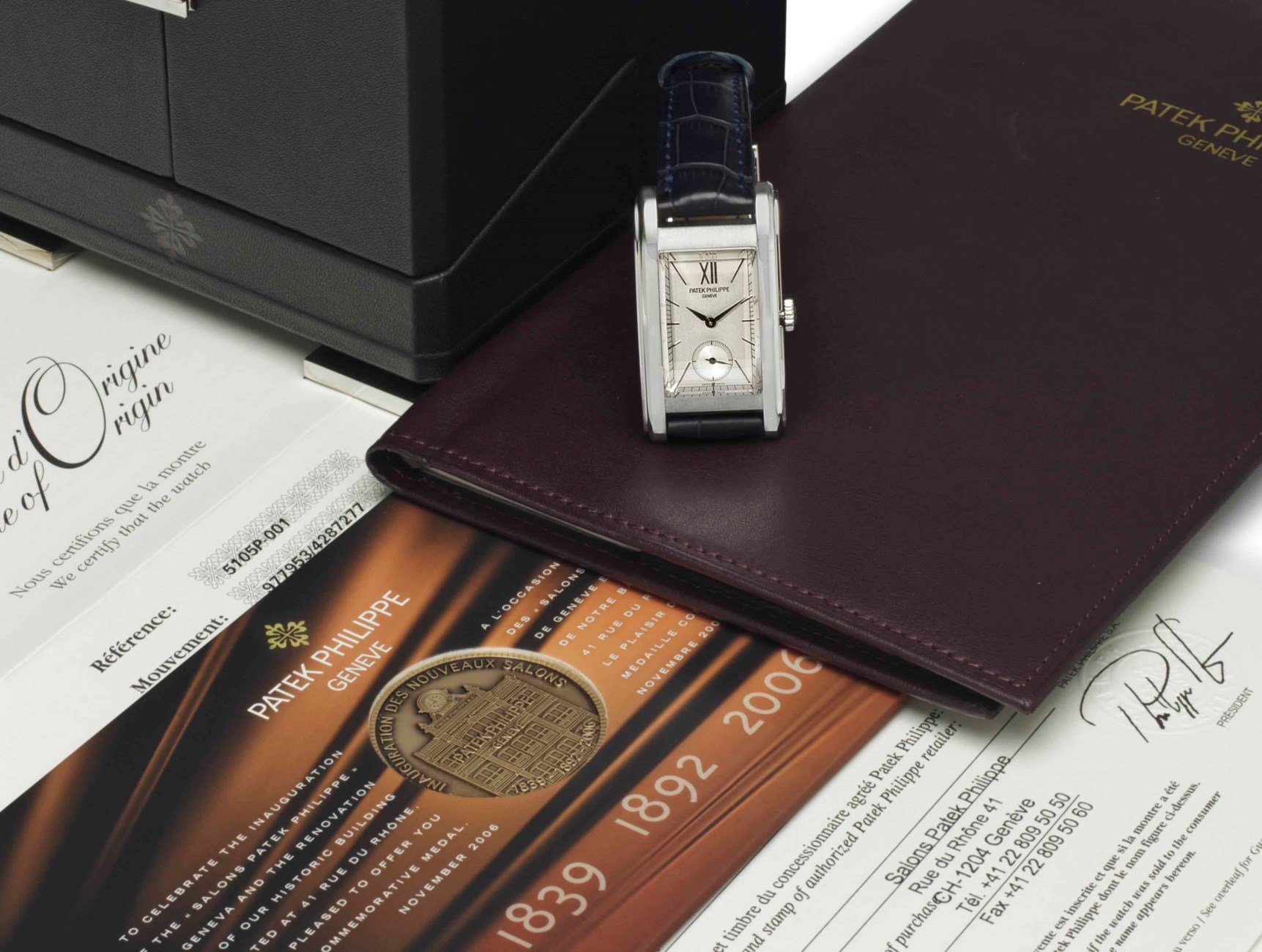 Patek Philippe. A Fine and Rare Rectangular Platinum Limited Edition ...