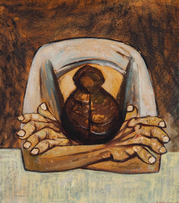 Eduardo Kingman (Ecuadorian, 19131998) , Woman with Head on Table