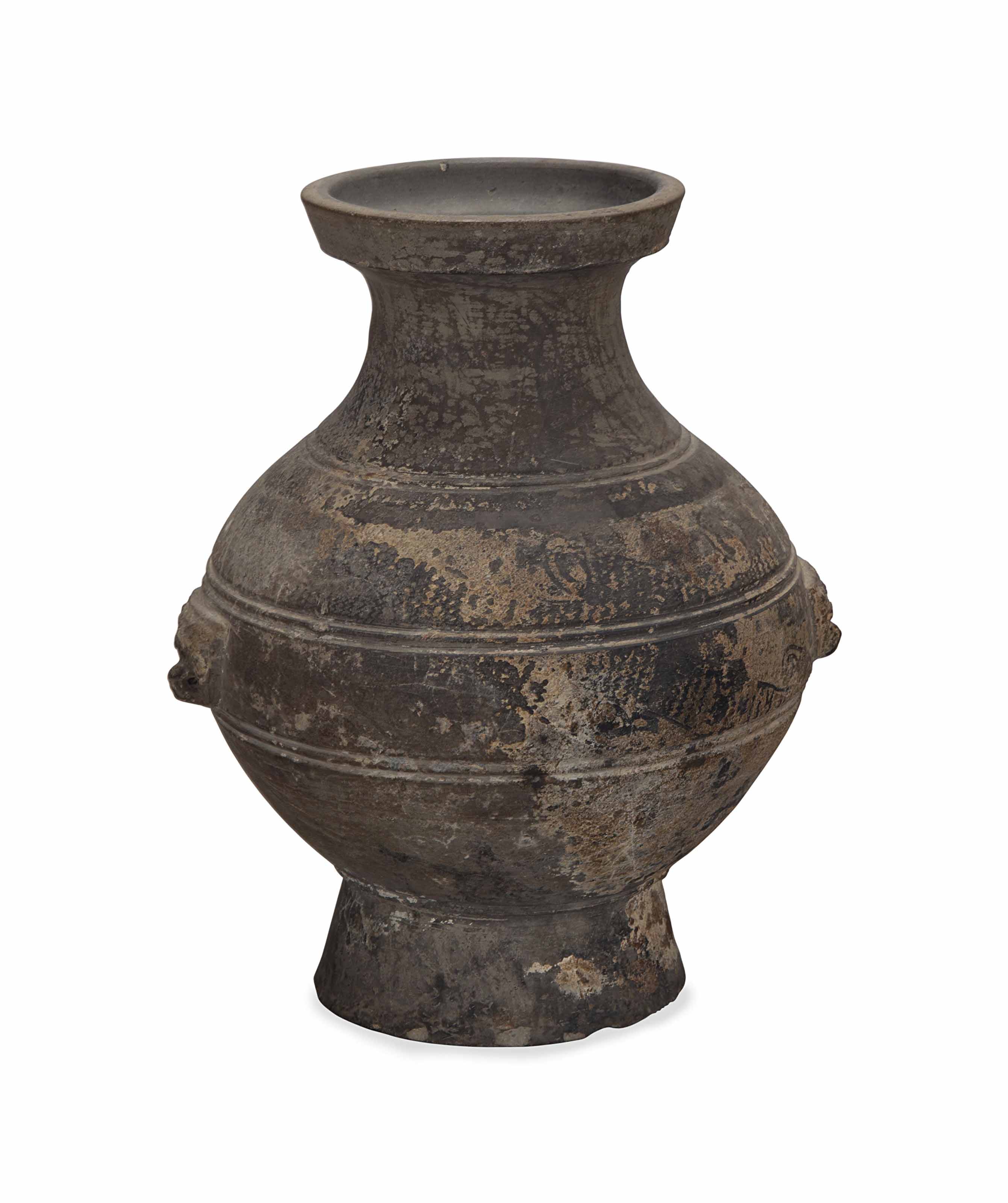 A Chinese Grey Painted Pottery Jar Hu Han Dynasty 206 Bc Ad