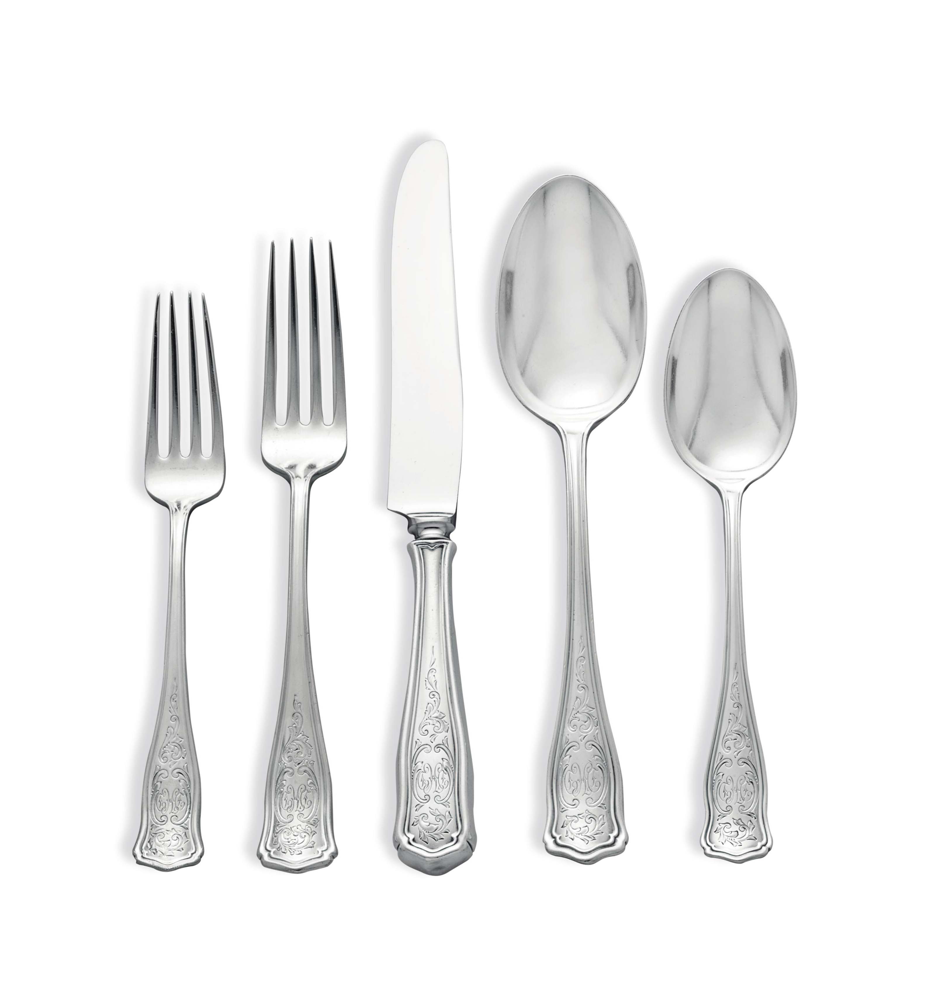 AN AMERICAN SILVER FLATWARE SERVICE , MARK OF SHREVE & CO., SAN