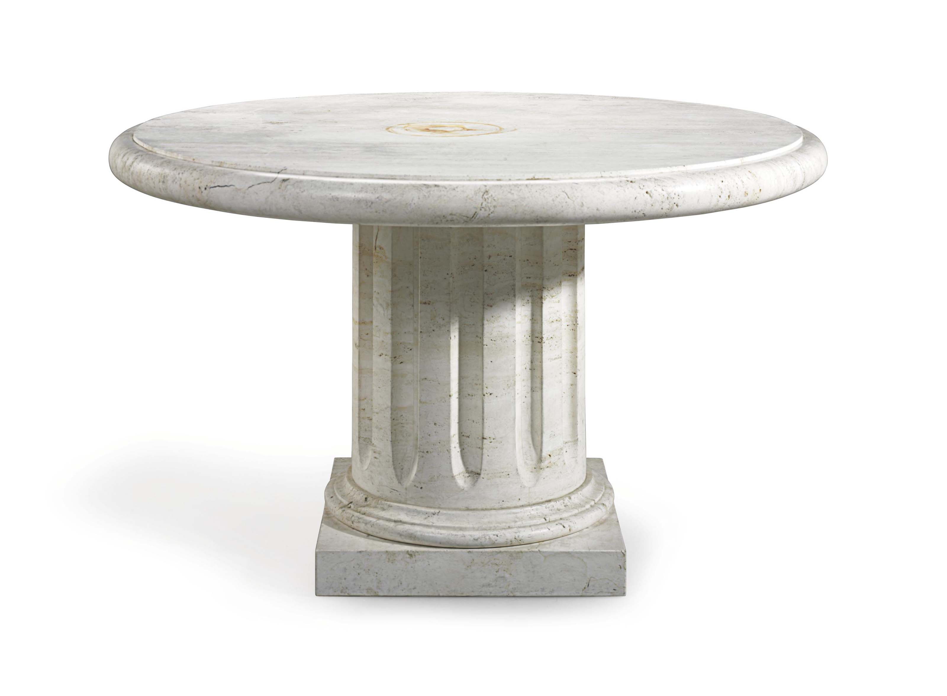 A TRAVERTINE MARBLE CENTER TABLE , SUPPLIED BY MICHAEL TAYLOR, 20TH